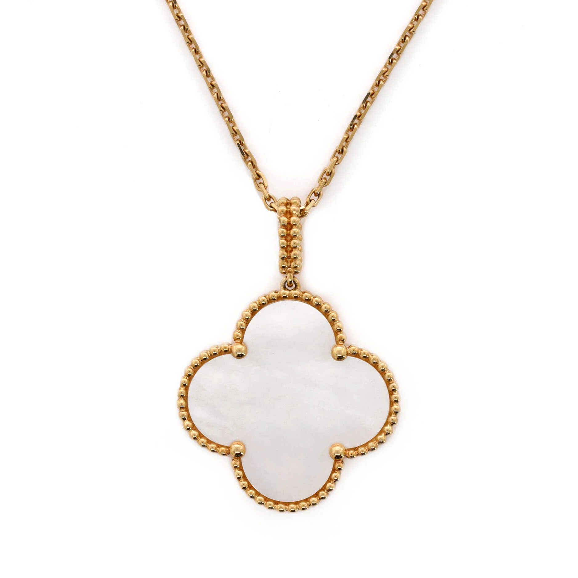 Magic Alhambra Long Necklace 18K Yellow Gold and Mother of Pearl - Image 3