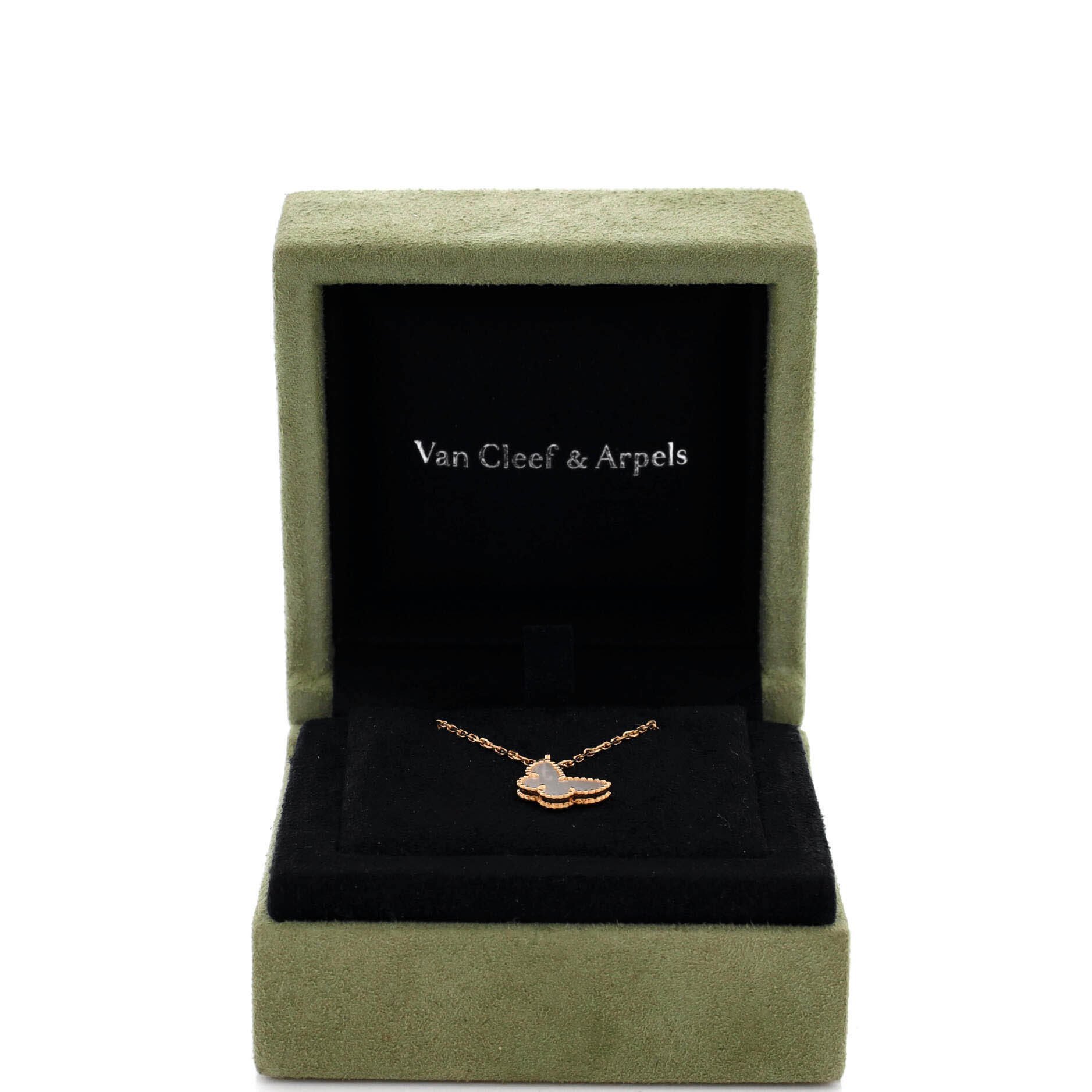 Sweet Alhambra Butterfly Pendant Necklace 18K Yellow Gold and Mother of Pearl - Image 2
