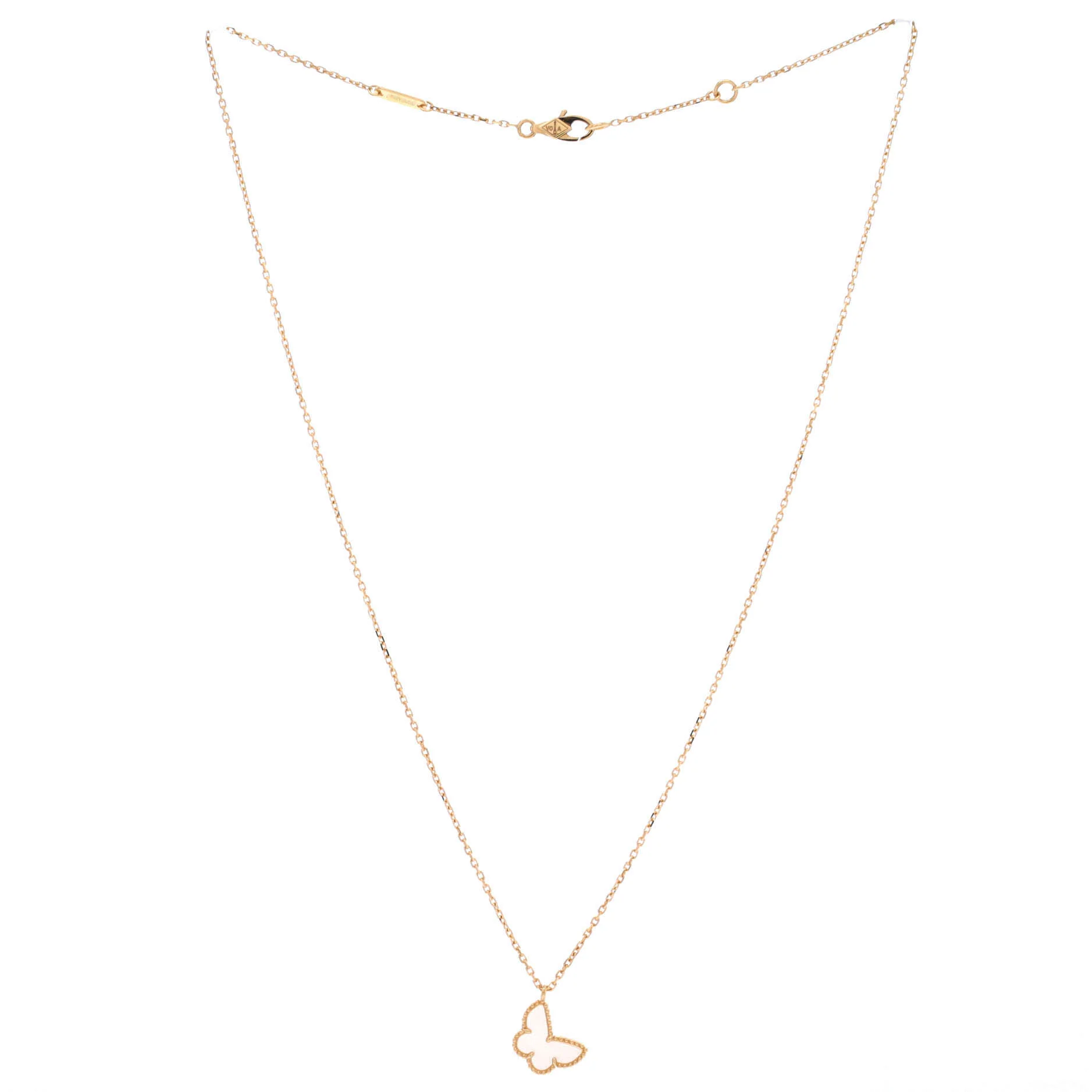Sweet Alhambra Butterfly Pendant Necklace 18K Yellow Gold and Mother of Pearl - Image 3