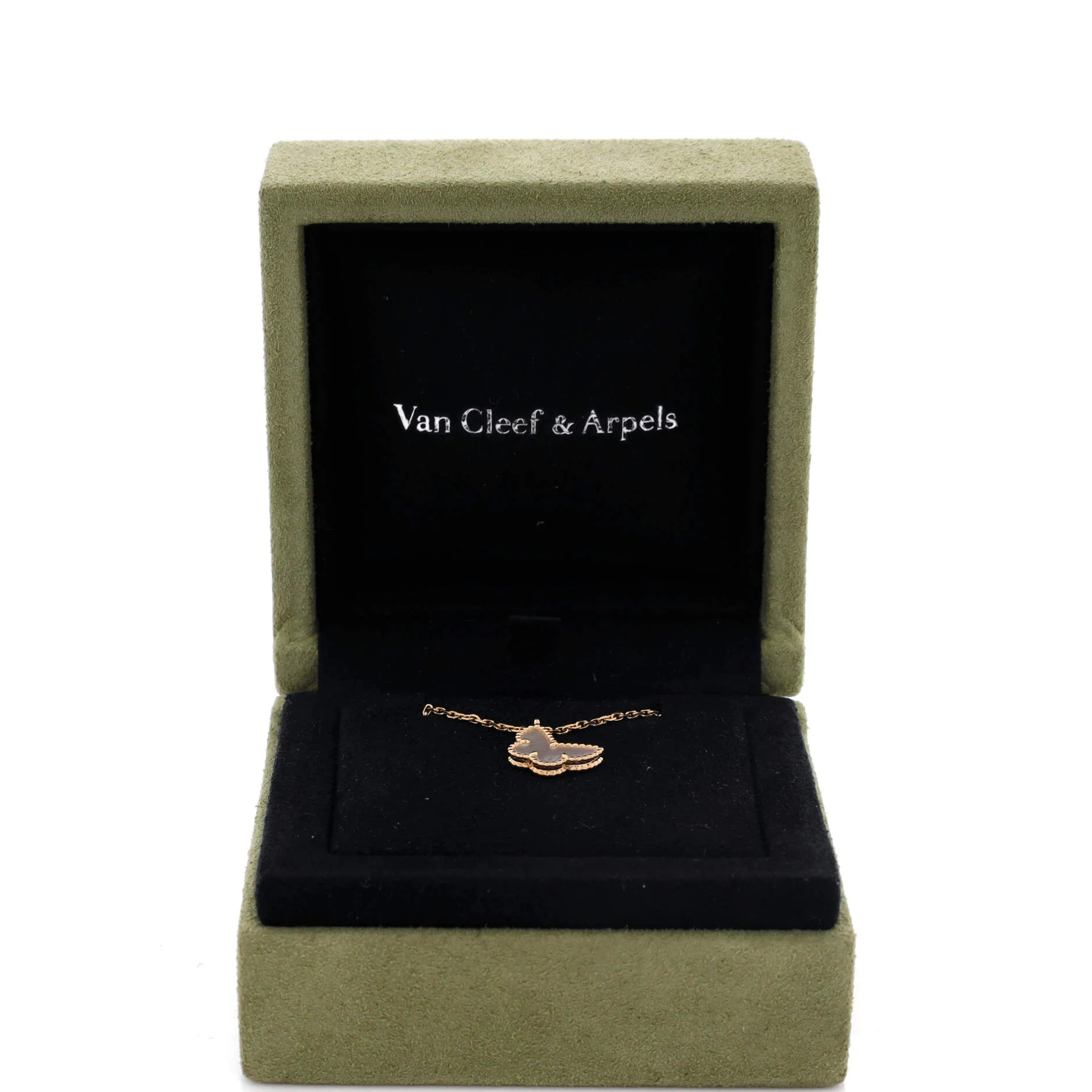 Sweet Alhambra Butterfly Pendant Necklace 18K Yellow Gold and Mother of Pearl - Image 2