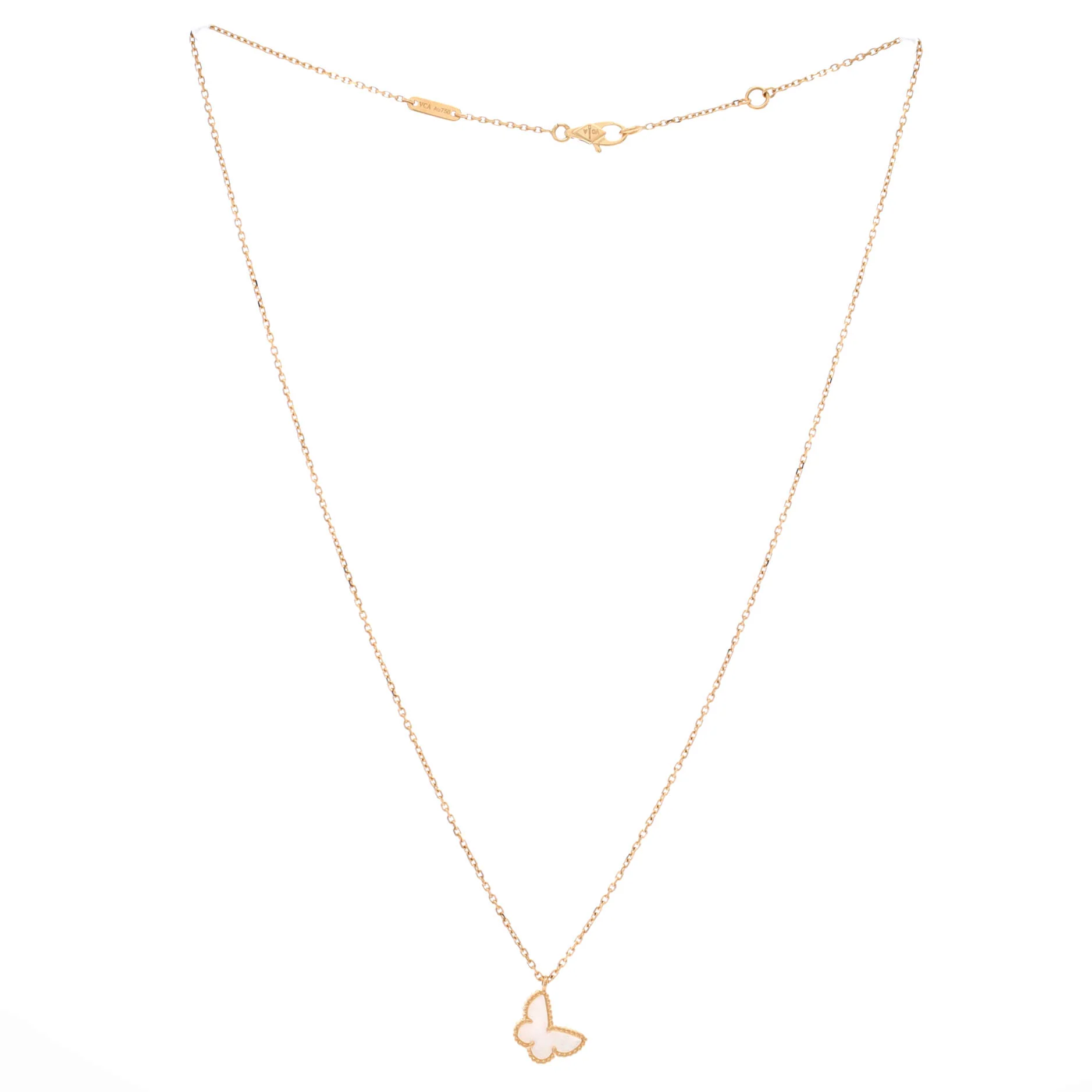 Sweet Alhambra Butterfly Pendant Necklace 18K Yellow Gold and Mother of Pearl - Image 3