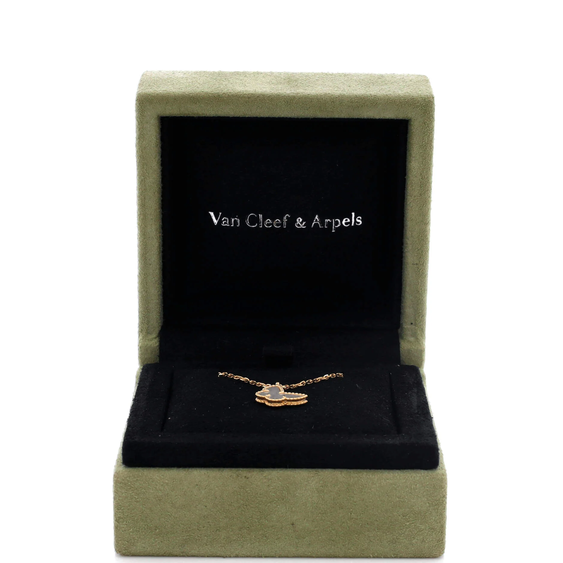 Sweet Alhambra Butterfly Pendant Necklace 18K Yellow Gold and Mother of Pearl - Image 2
