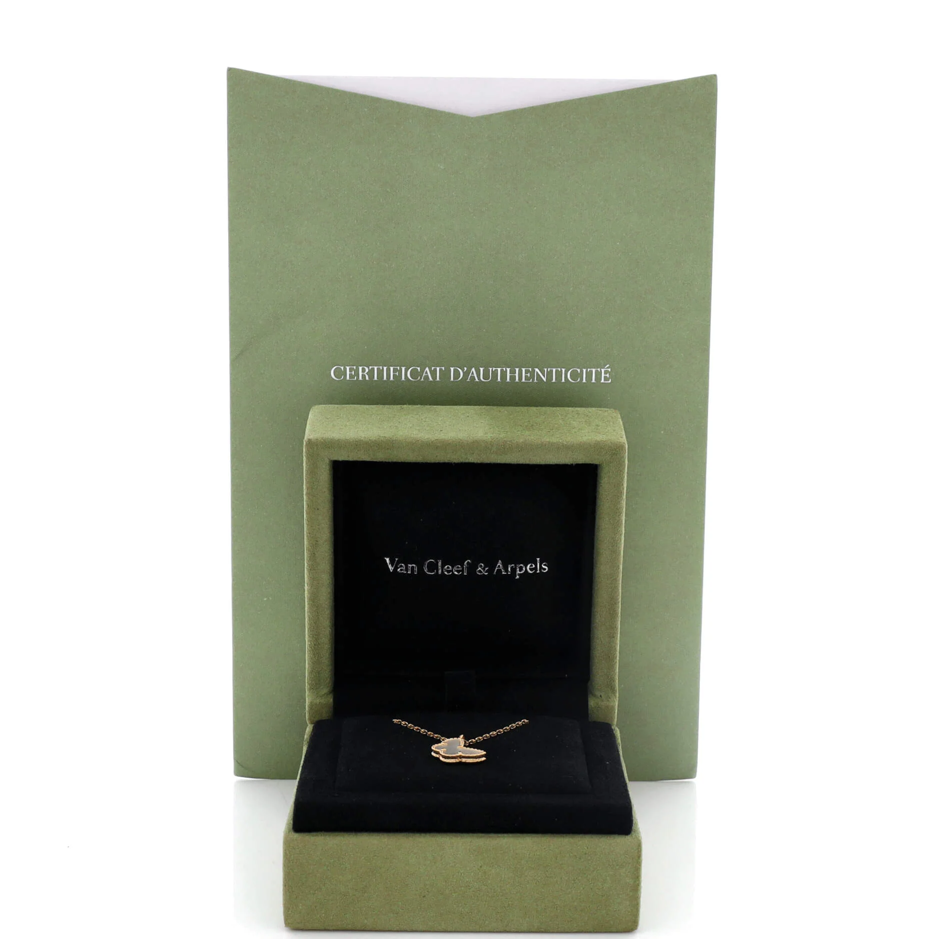 Sweet Alhambra Butterfly Pendant Necklace 18K Yellow Gold and Mother of Pearl - Image 2