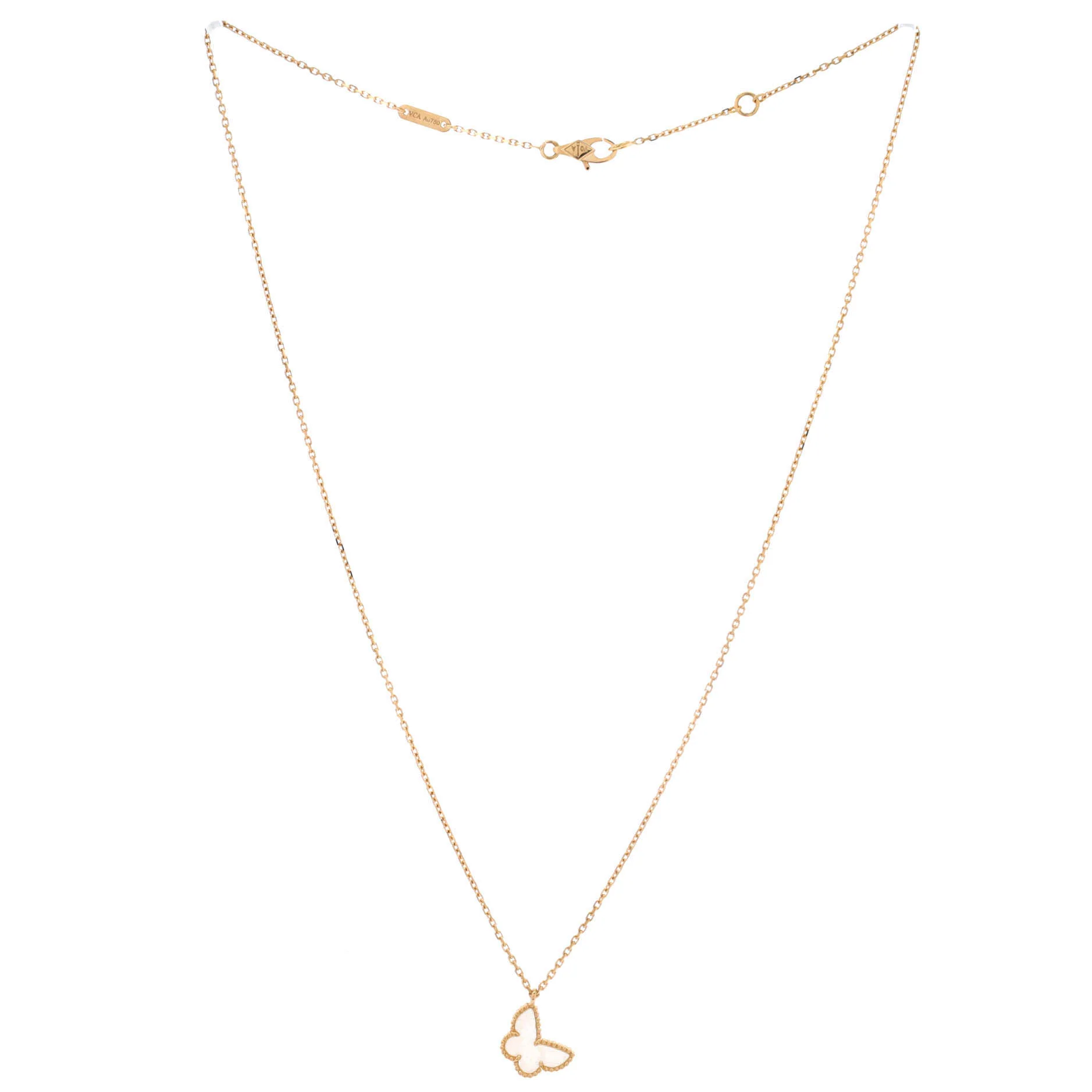 Sweet Alhambra Butterfly Pendant Necklace 18K Yellow Gold and Mother of Pearl - Image 3