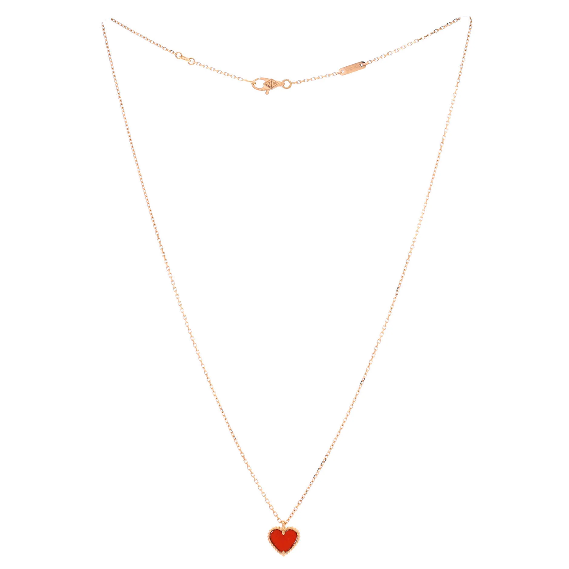 Sweet Alhambra Heart Pendant Necklace 18K Rose Gold and Carnelian - Image 2
