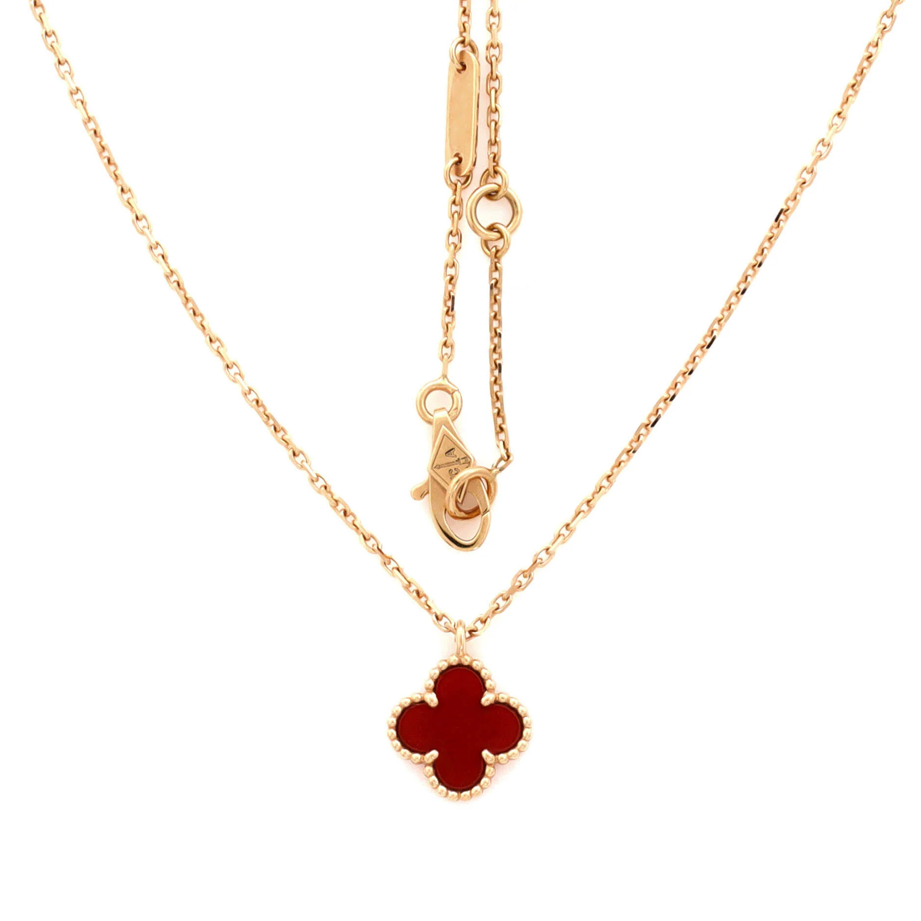 Sweet Alhambra Pendant Necklace 18K Rose Gold and Carnelian - Image 3