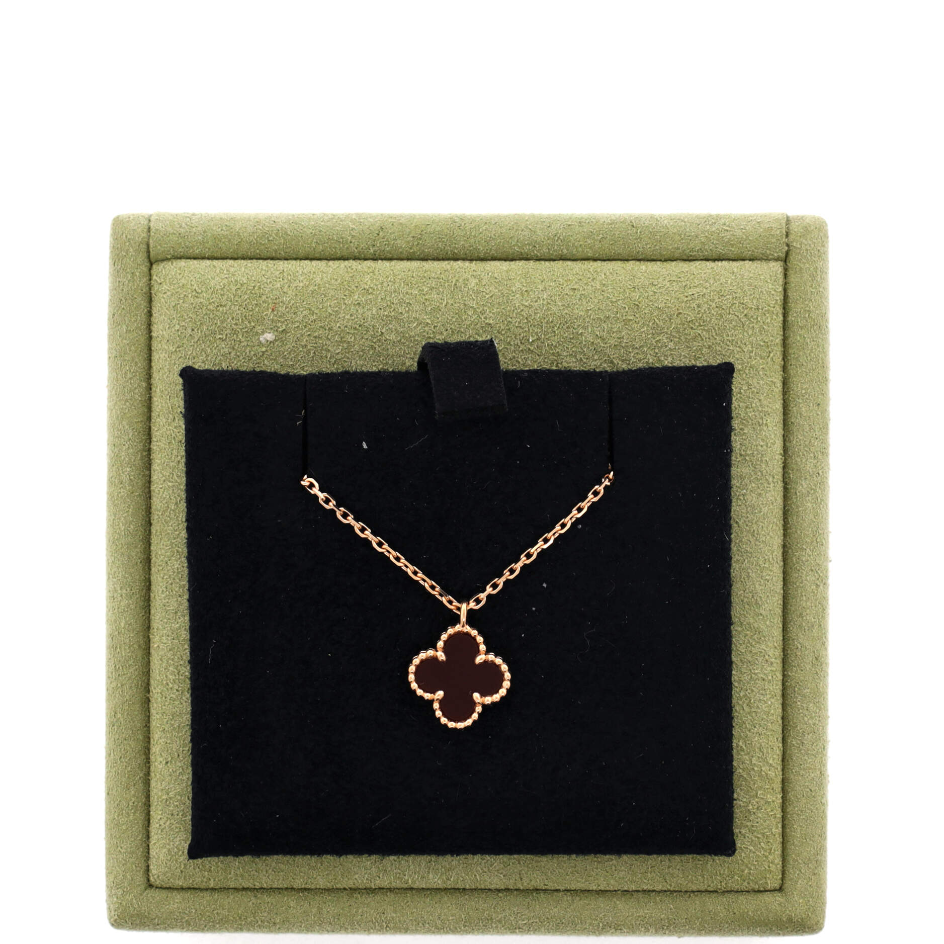 Sweet Alhambra Pendant Necklace 18K Rose Gold and Carnelian - Image 2