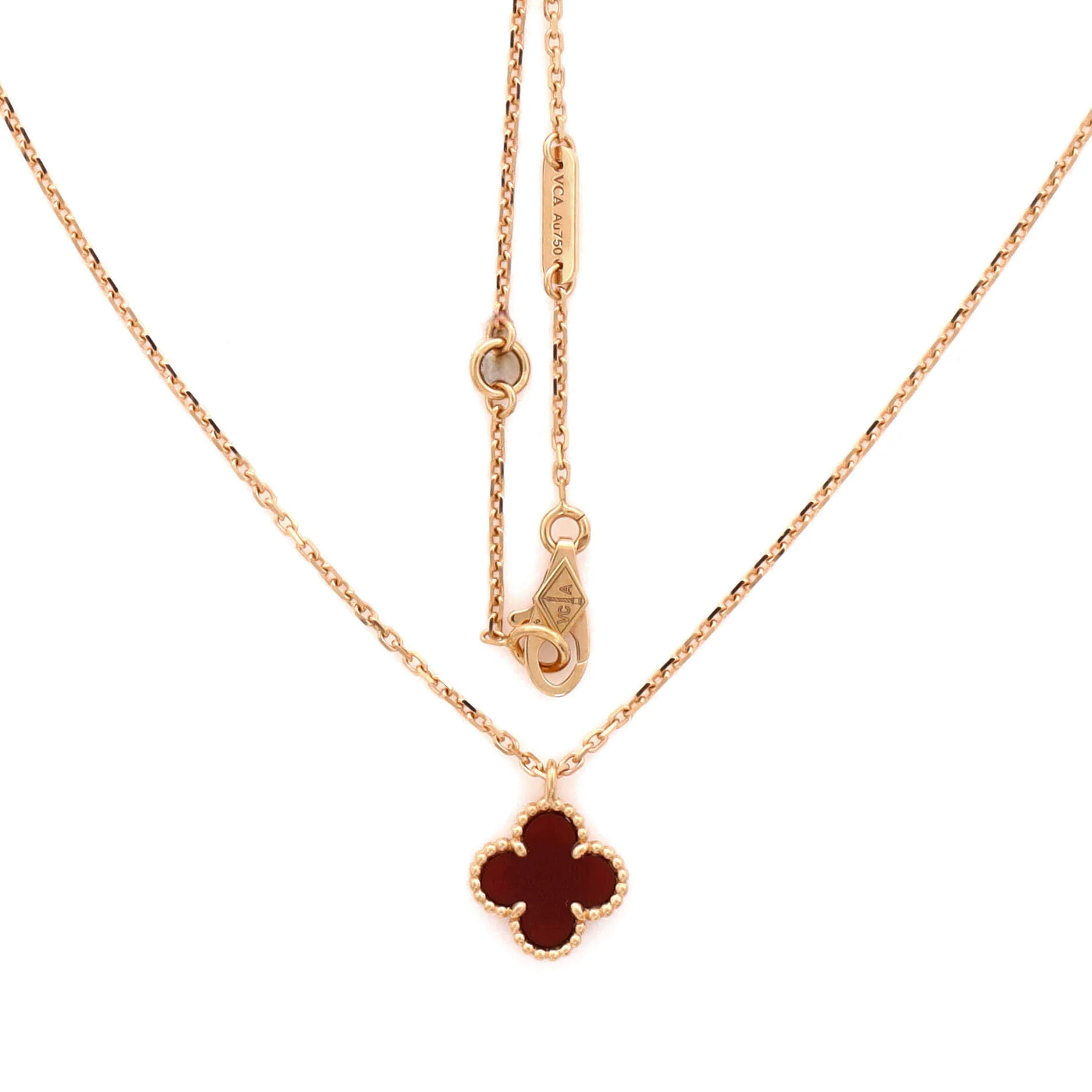 Sweet Alhambra Pendant Necklace 18K Rose Gold and Carnelian - Image 3