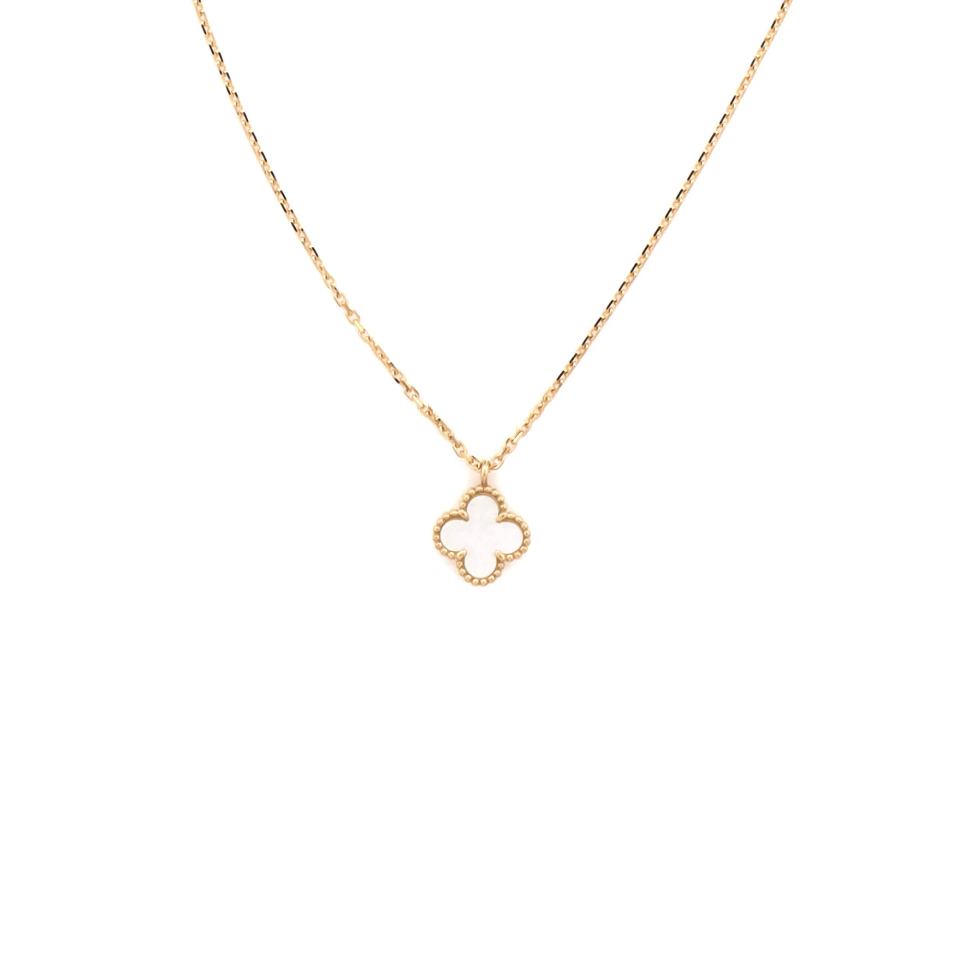Sweet Alhambra Pendant Necklace 18K Yellow Gold and Mother of Pearl