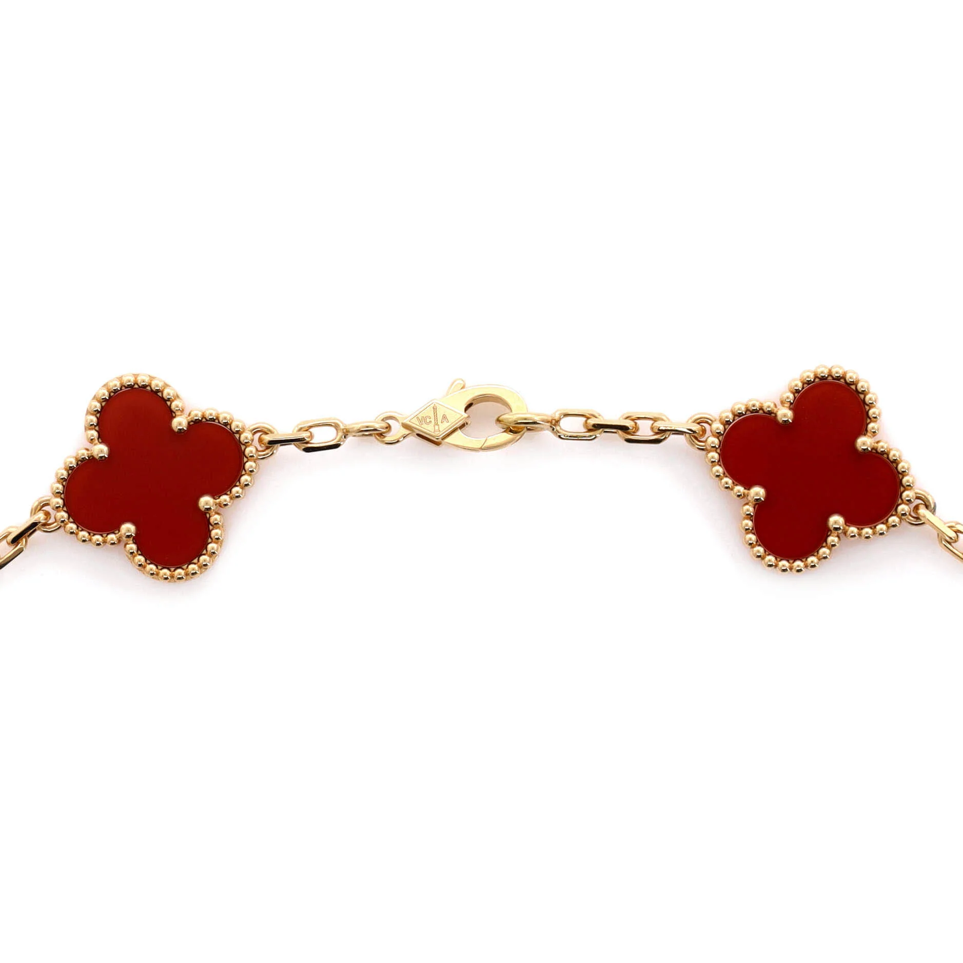 Vintage Alhambra 10 Motifs Necklace 18K Yellow Gold and Carnelian - Image 4