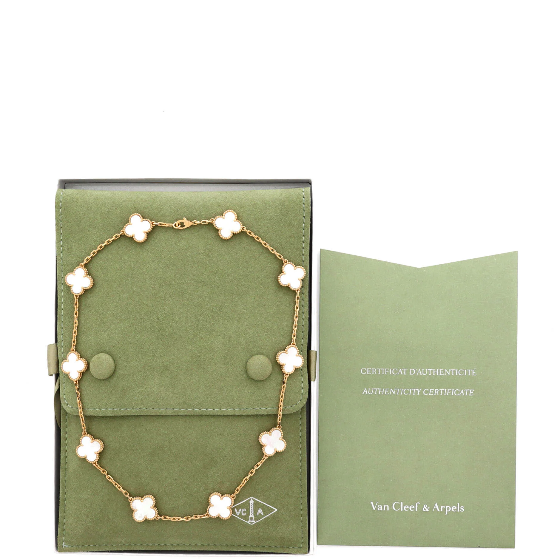 Vintage Alhambra 10 Motifs Necklace 18K Yellow Gold and Mother of Pearl - Image 2
