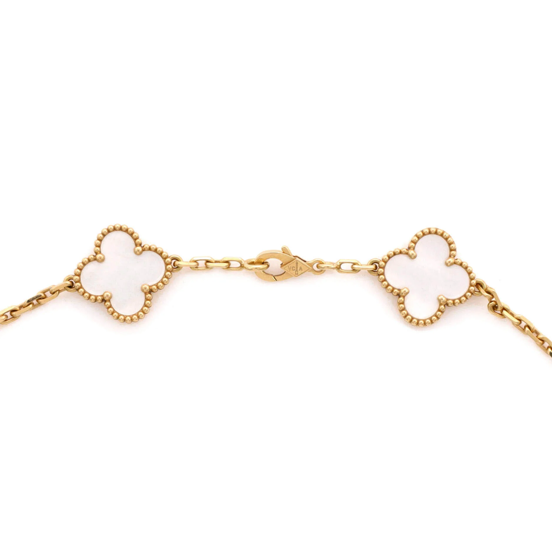 Vintage Alhambra 10 Motifs Necklace 18K Yellow Gold and Mother of Pearl - Image 3