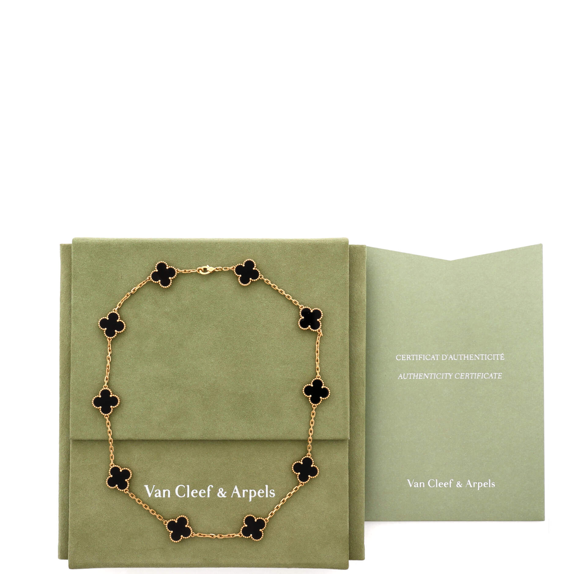 Vintage Alhambra 10 Motifs Necklace 18K Yellow Gold and Onyx - Image 2