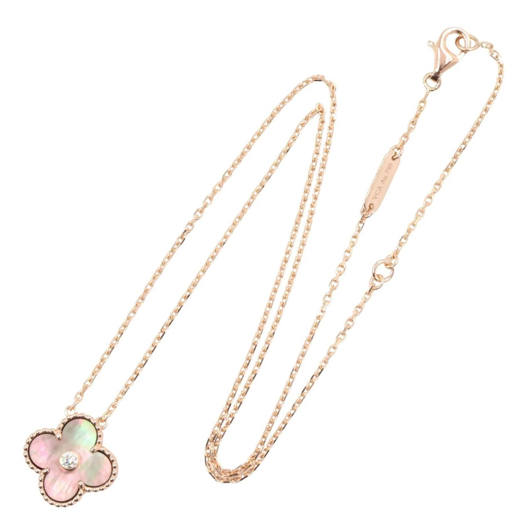 Vintage Alhambra Pendant Necklace 18K Rose Gold - Image 2