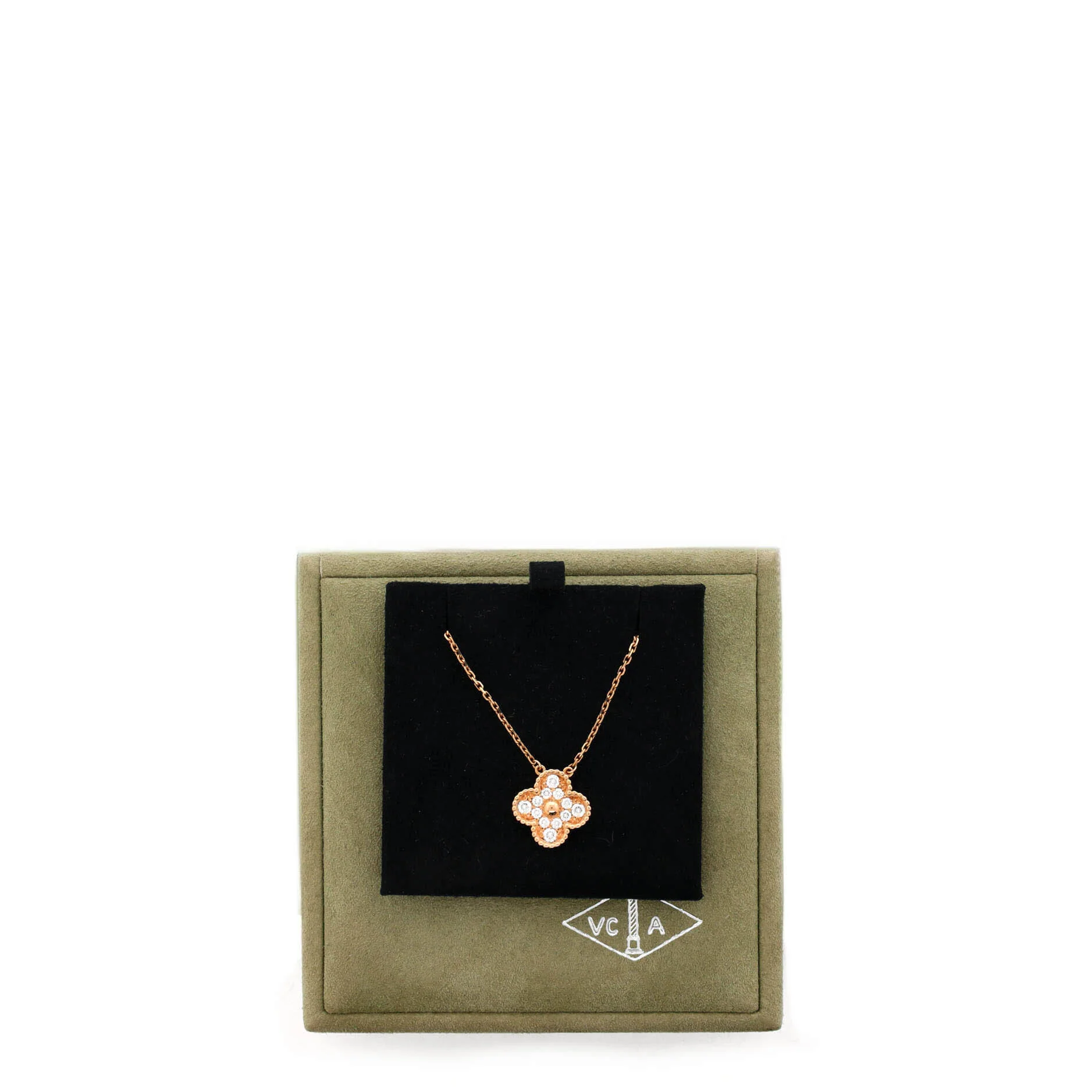 Vintage Alhambra Pendant Necklace 18K Rose Gold and Diamonds - Image 2