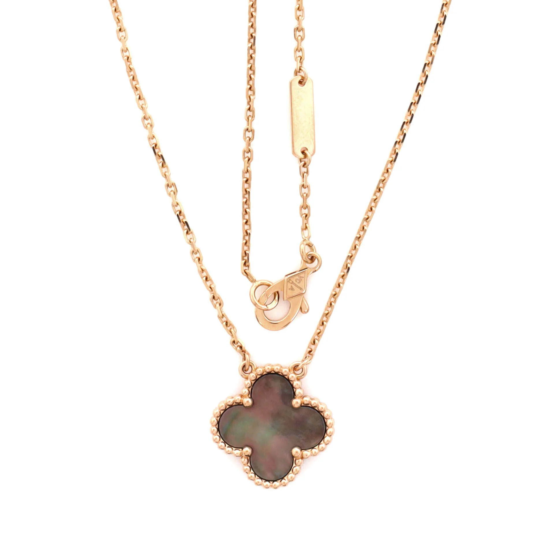 Vintage Alhambra Pendant Necklace 18K Rose Gold and Grey Mother of Pearl - Image 2