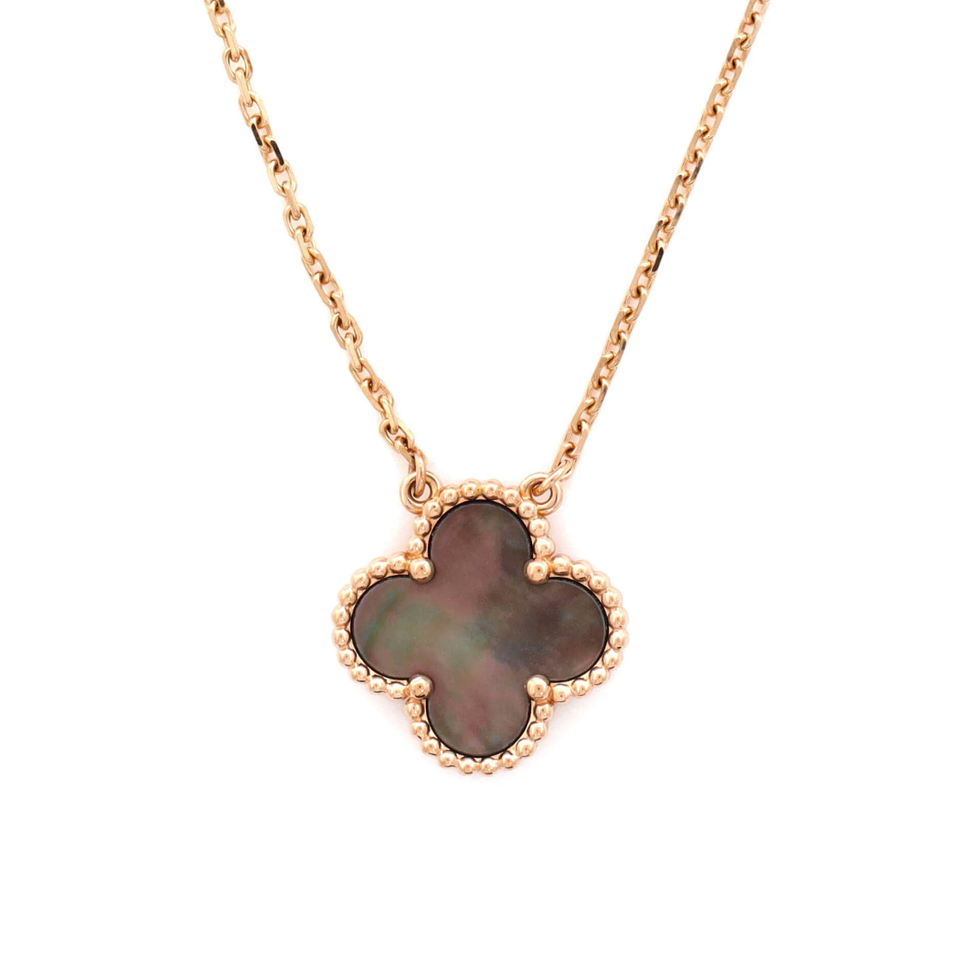 Vintage Alhambra Pendant Necklace 18K Rose Gold and Grey Mother of Pearl - Image 3