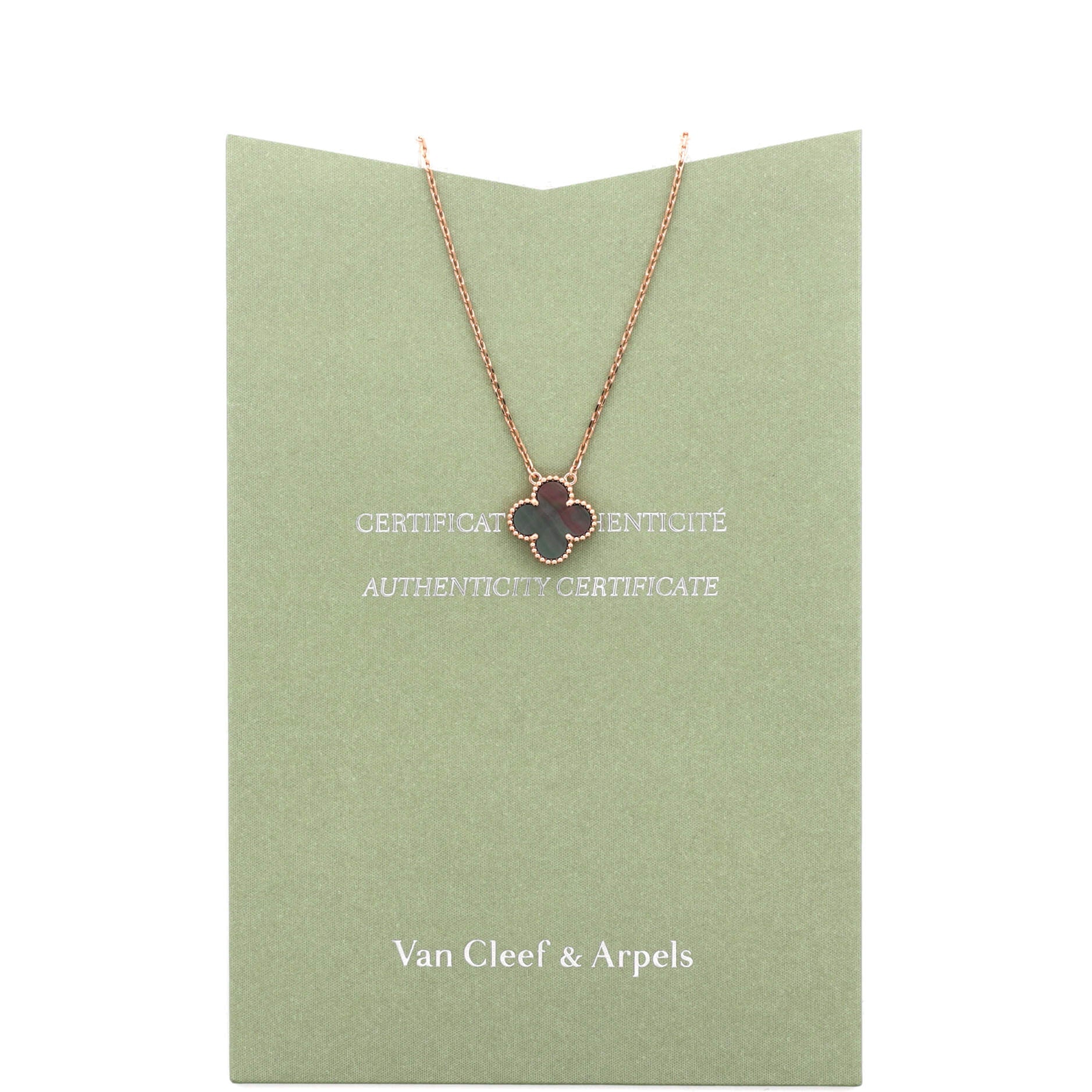 Vintage Alhambra Pendant Necklace 18K Rose Gold and Grey Mother of Pearl - Image 2