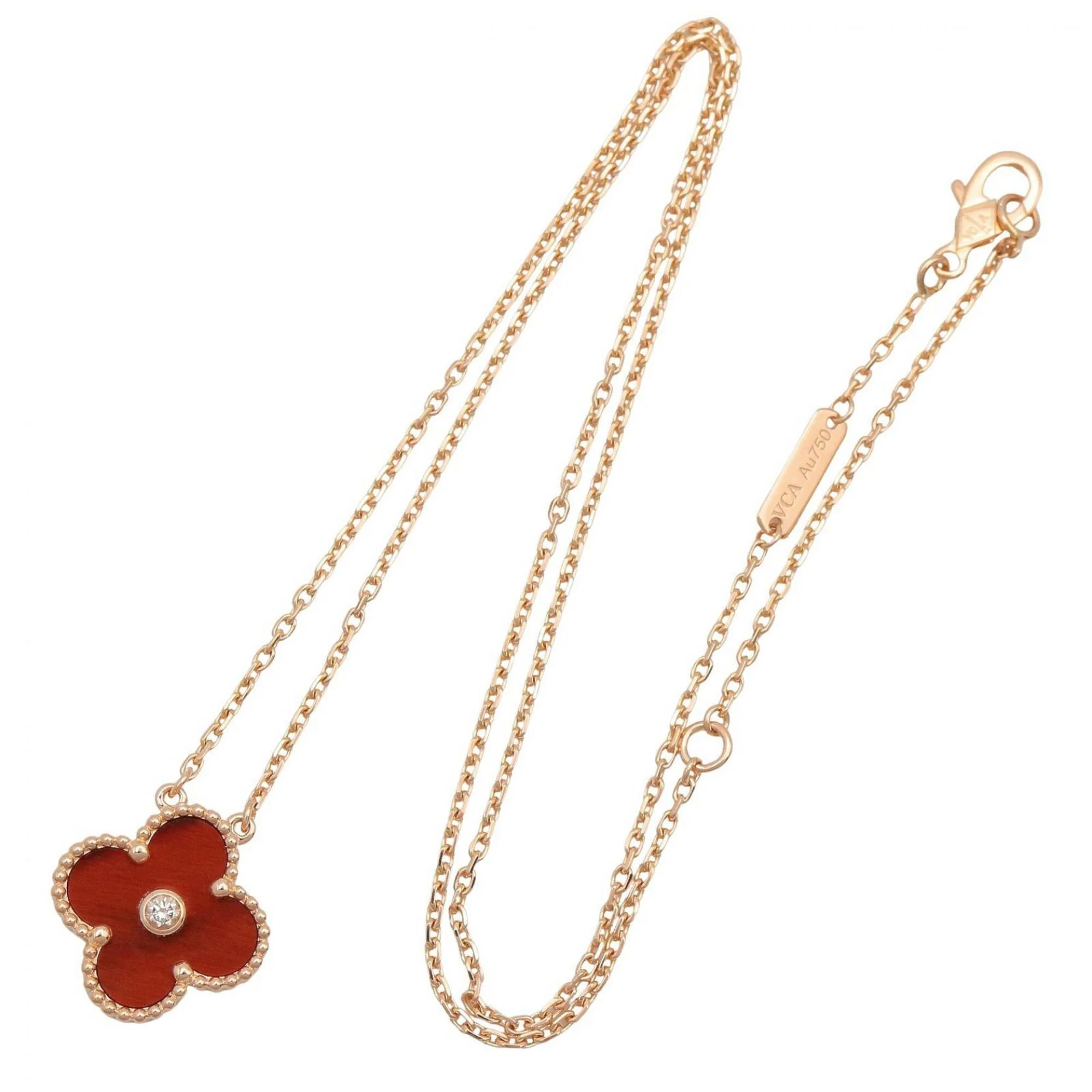 Vintage Alhambra Pendant Necklace 18K Rose Gold and Tiger's Eye - Image 2
