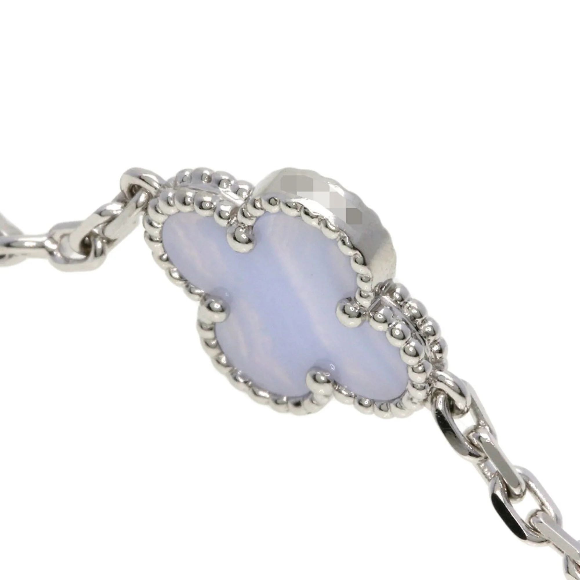 Vintage Alhambra Pendant Necklace 18K White Gold and Chalcedony - Image 5