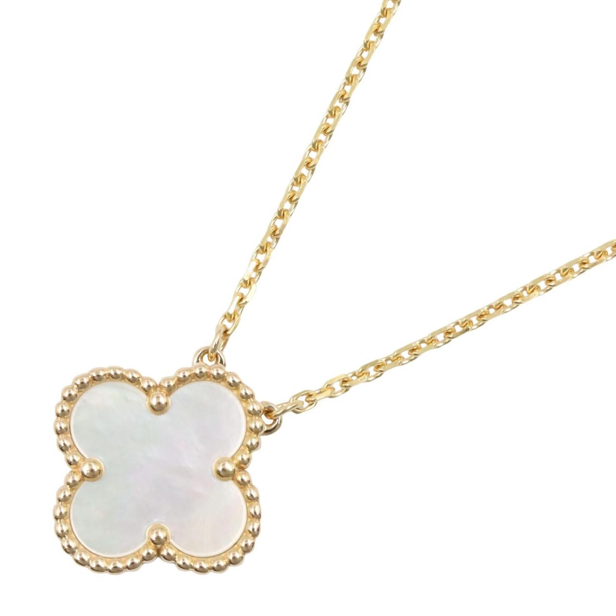 Vintage Alhambra Pendant Necklace 18K Yellow Gold and Mother of Pearl