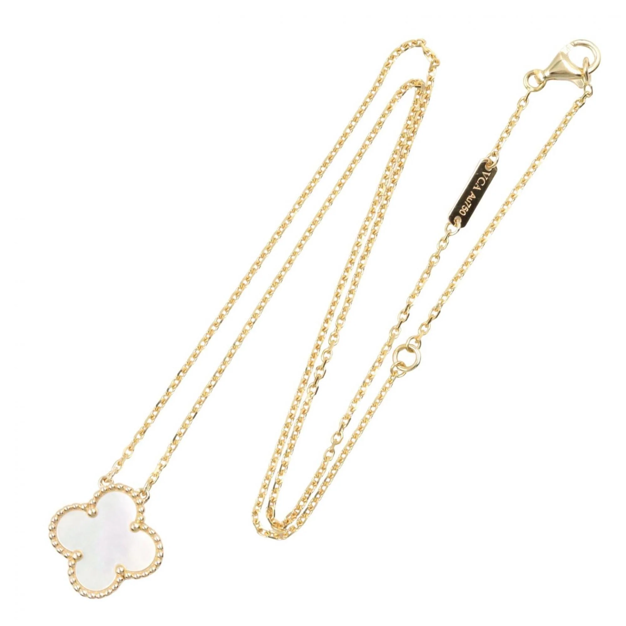 Vintage Alhambra Pendant Necklace 18K Yellow Gold and Mother of Pearl - Image 2