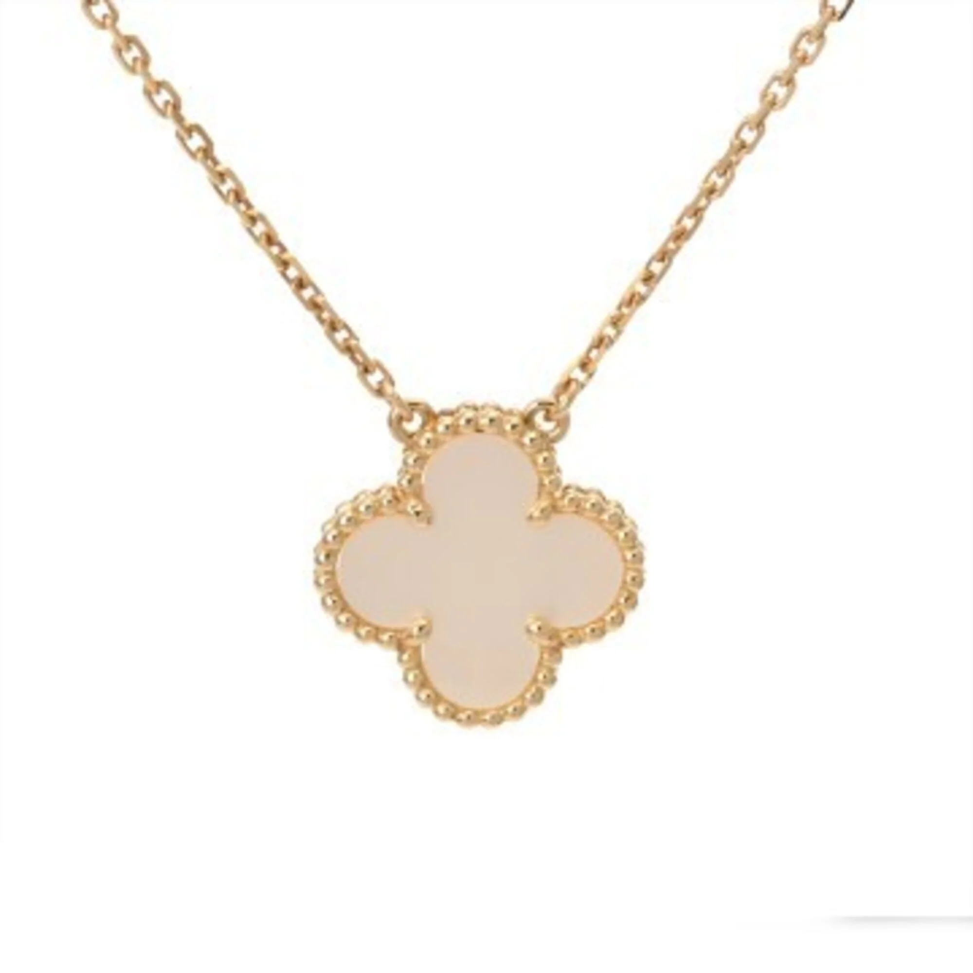 Vintage Alhambra Pendant Necklace 18K Yellow Gold and Mother of Pearl