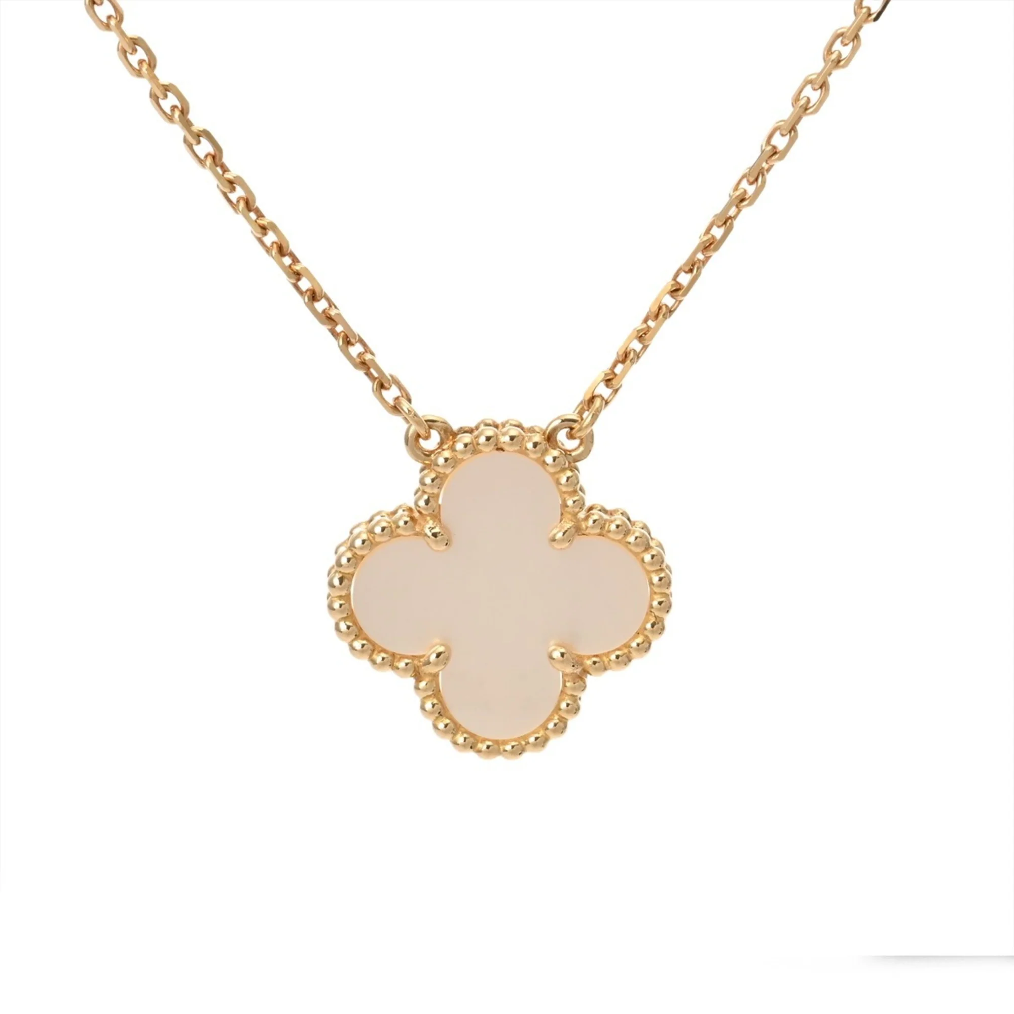 Vintage Alhambra Pendant Necklace 18K Yellow Gold and Mother of Pearl - Image 2