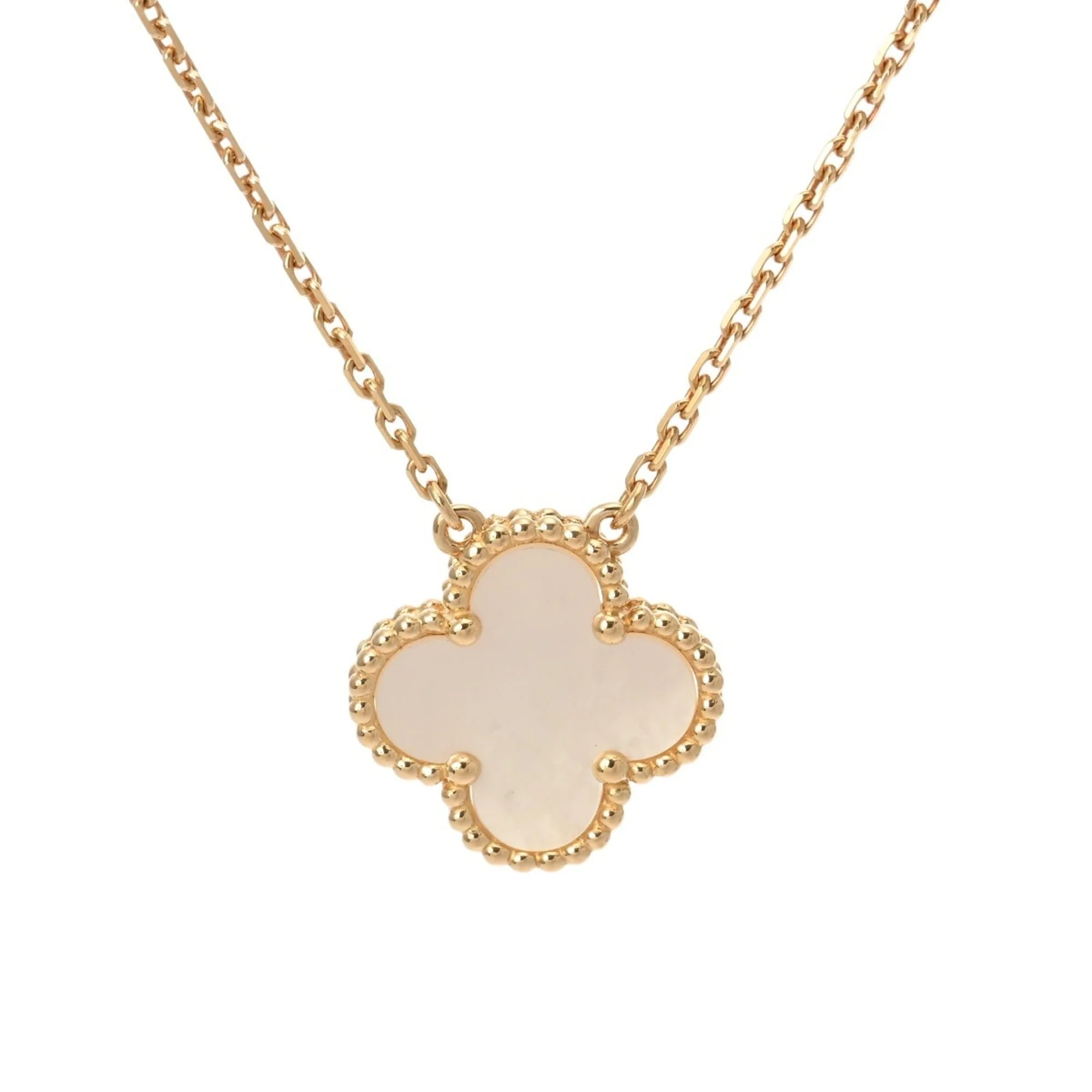 Vintage Alhambra Pendant Necklace 18K Yellow Gold and Mother of Pearl - Image 3