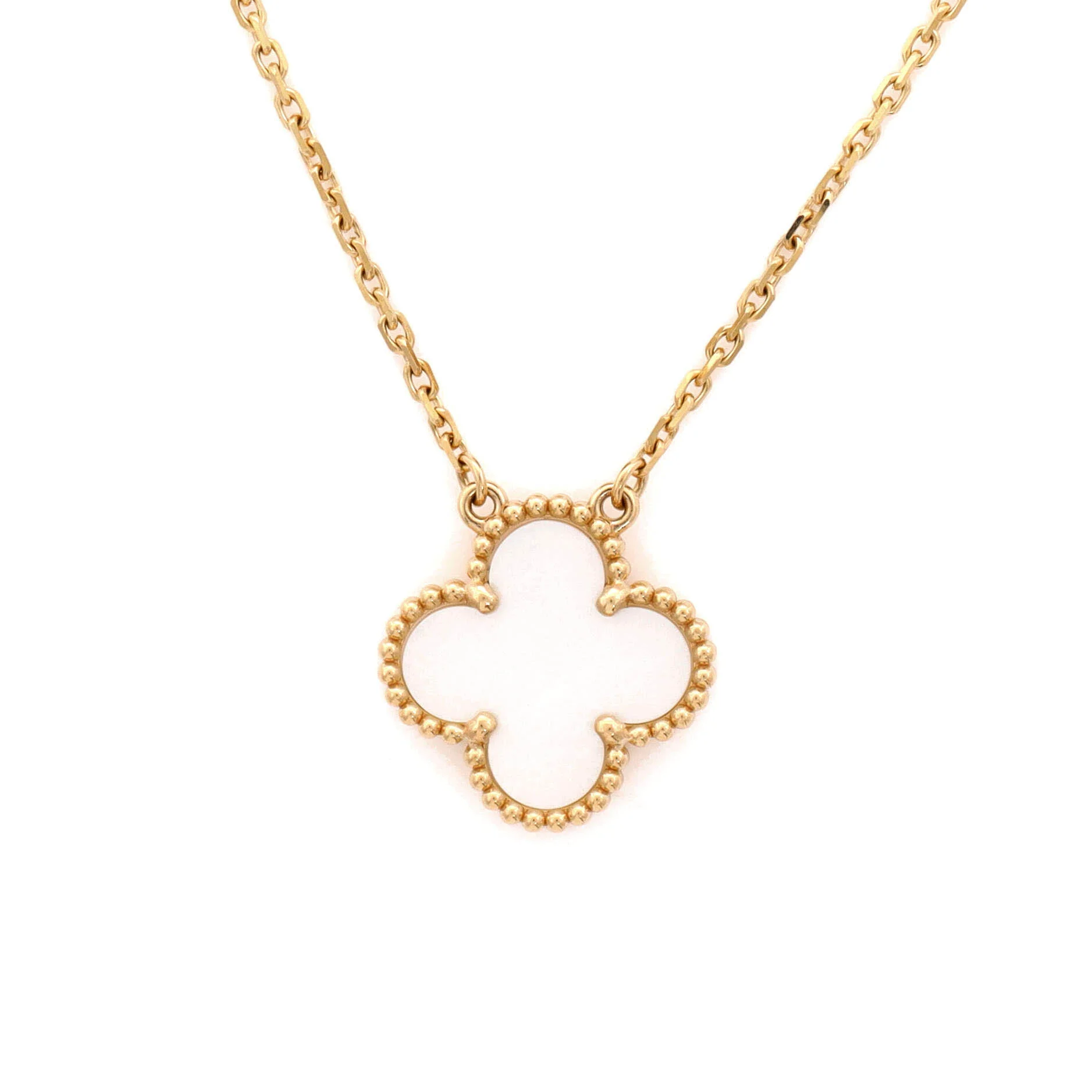 Vintage Alhambra Pendant Necklace 18K Yellow Gold and Mother of Pearl - Image 3