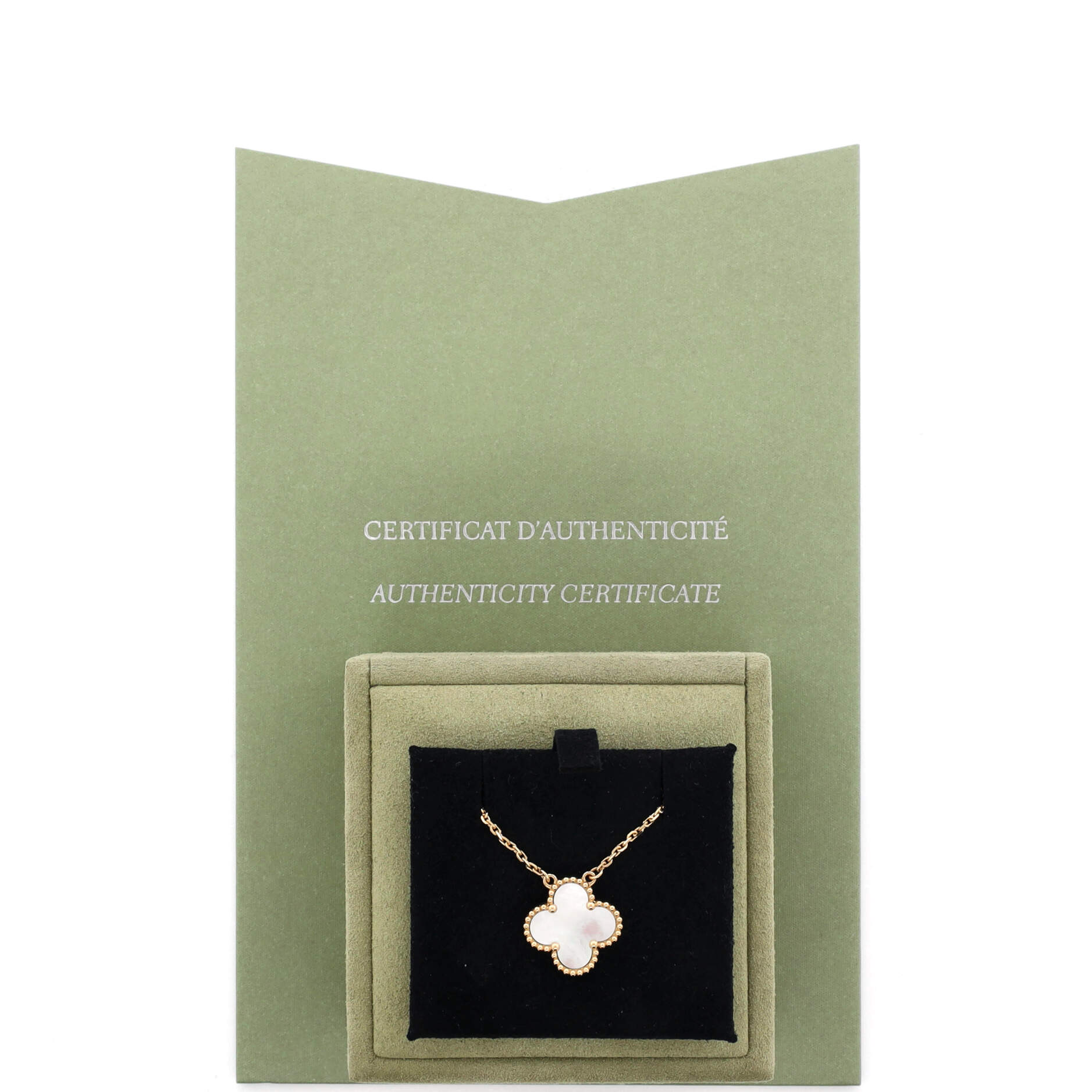Vintage Alhambra Pendant Necklace 18K Yellow Gold and Mother of Pearl - Image 2