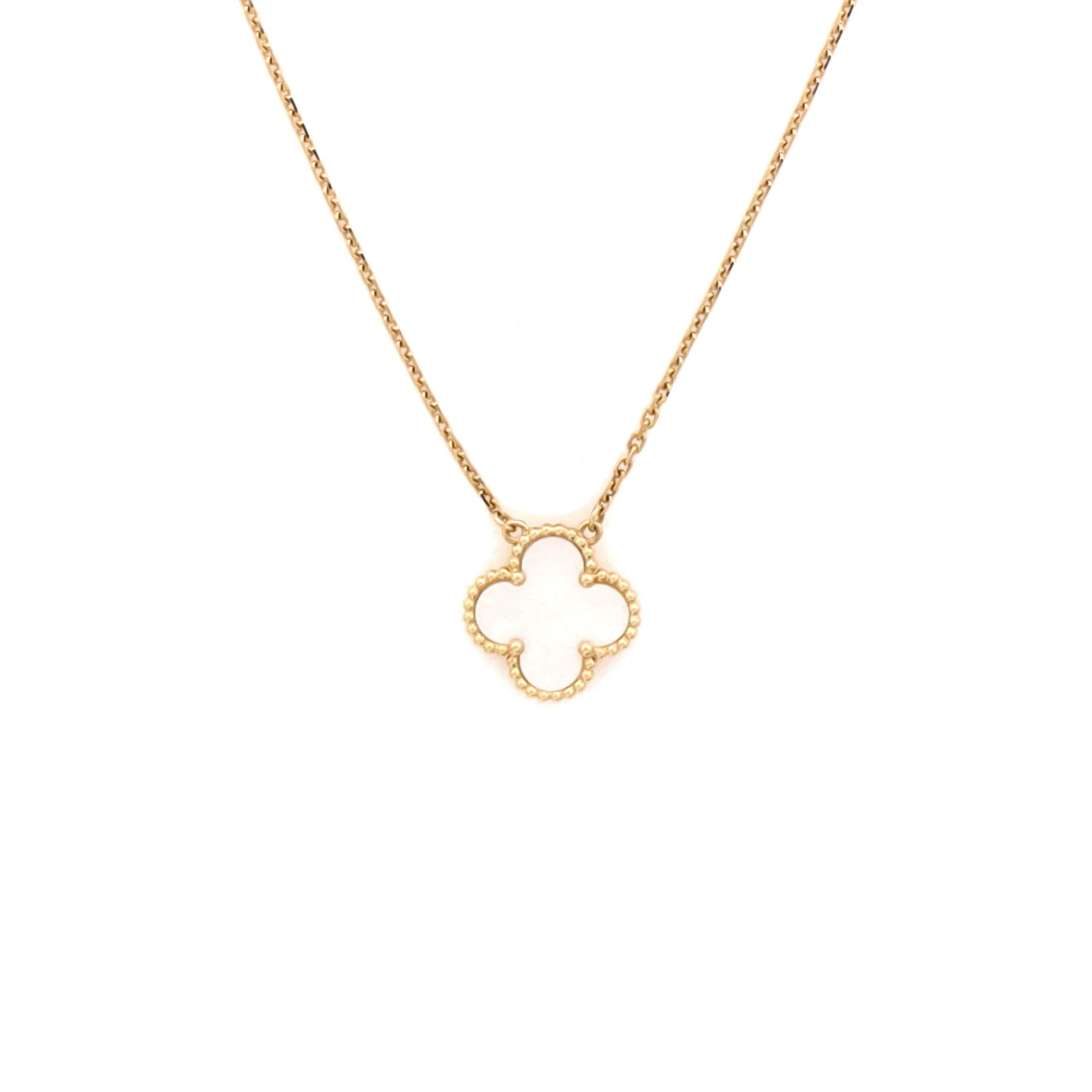 Vintage Alhambra Pendant Necklace 18K Yellow Gold and Mother of Pearl