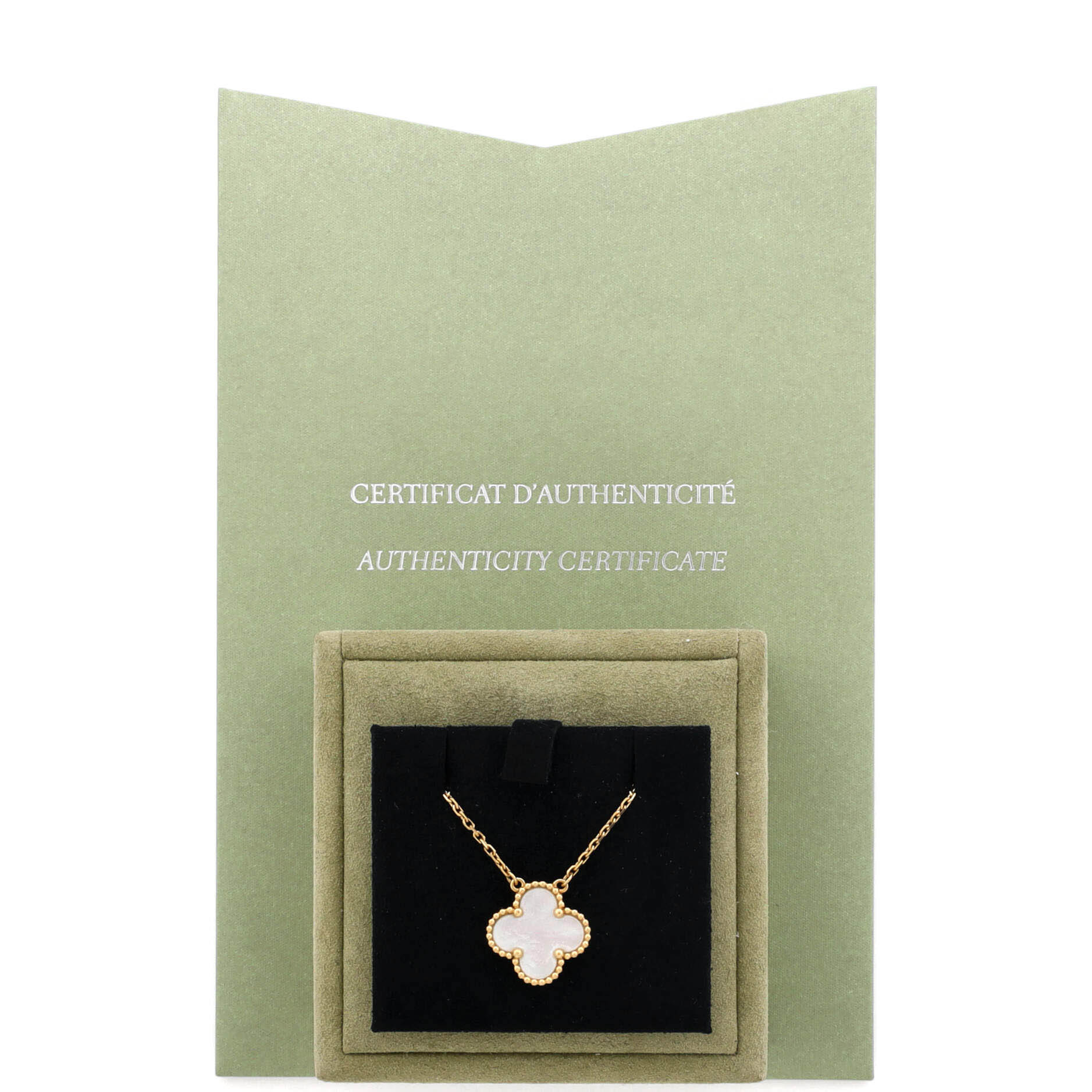 Vintage Alhambra Pendant Necklace 18K Yellow Gold and Mother of Pearl - Image 2