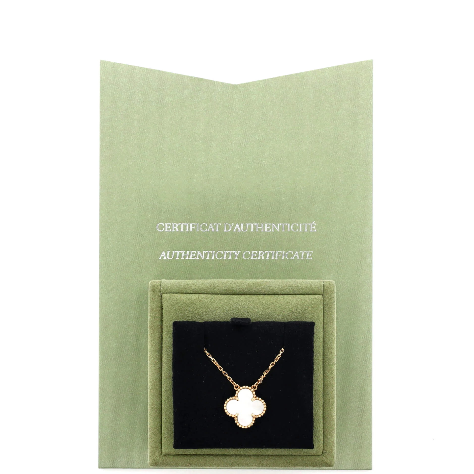 Vintage Alhambra Pendant Necklace 18K Yellow Gold and Mother of Pearl - Image 2