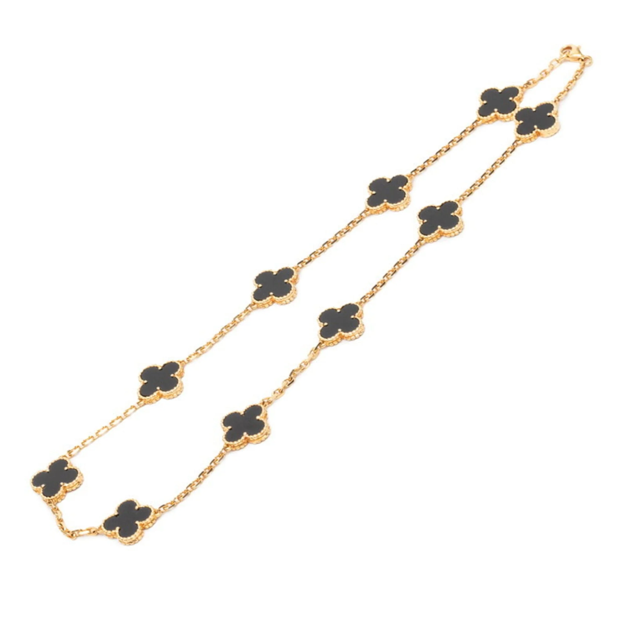 Vintage Alhambra Pendant Necklace 18K Yellow Gold and Onyx - Image 2