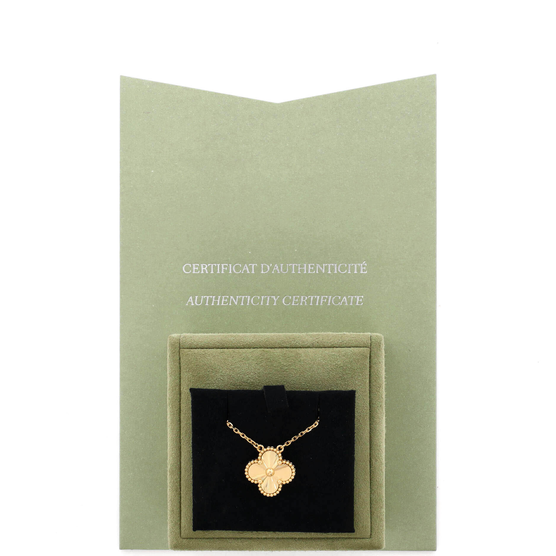 Vintage Alhambra Pendant Necklace Guilloche 18K Yellow Gold - Image 2