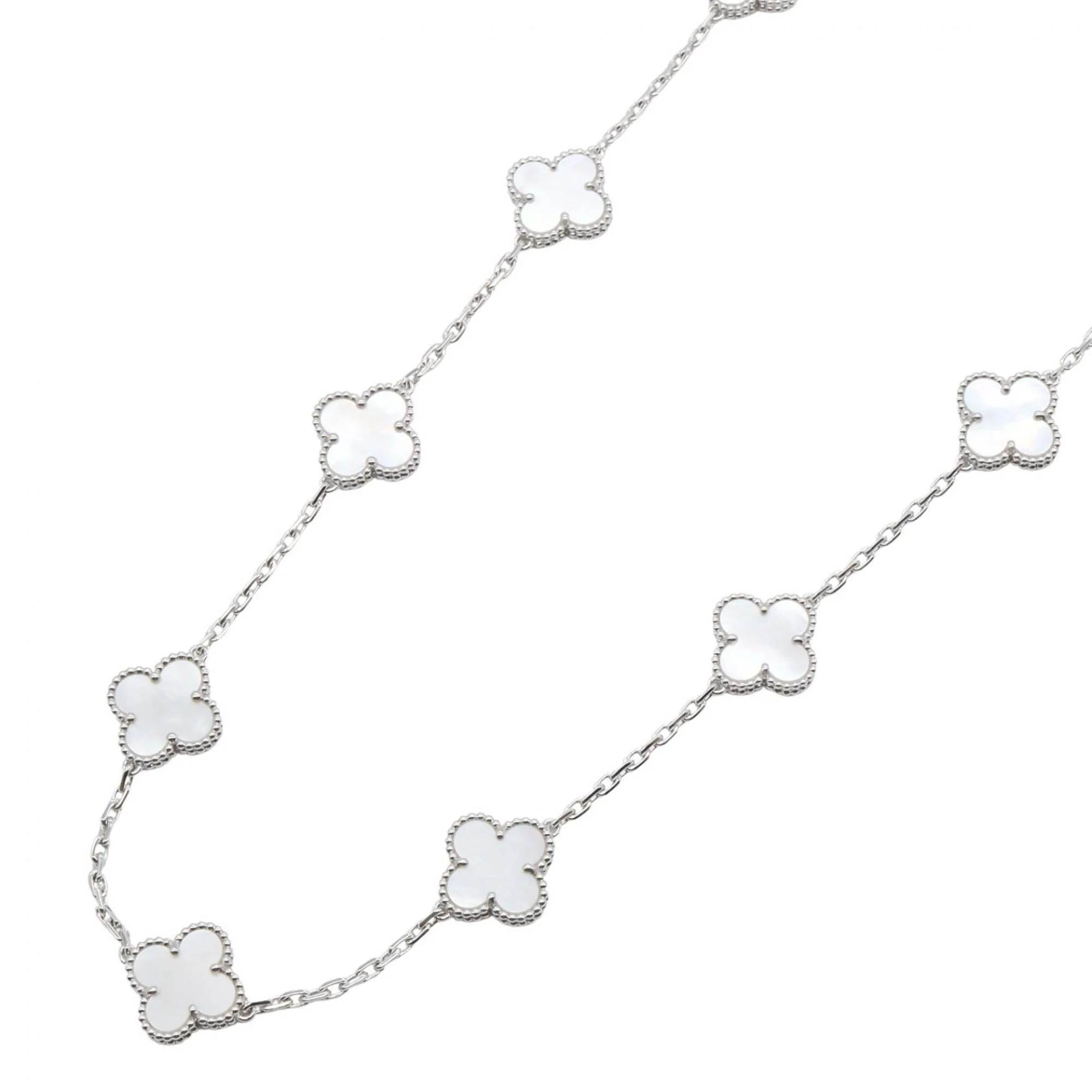 Vintage Alhambra Pendant Necklace Sterling Silver and 18K White Gold