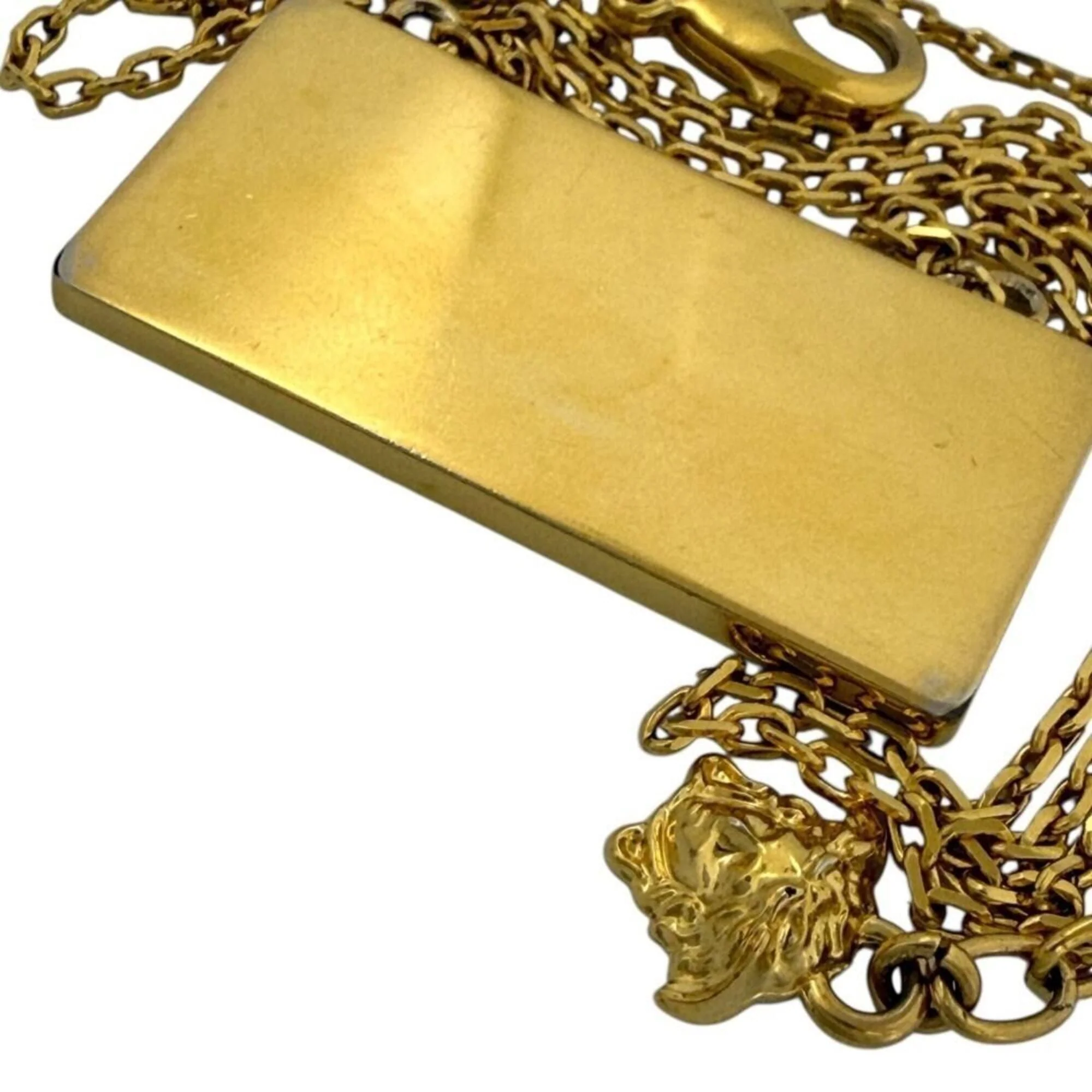 Pendant Necklace Metal and Rhinestone License Plate Motif - Image 6