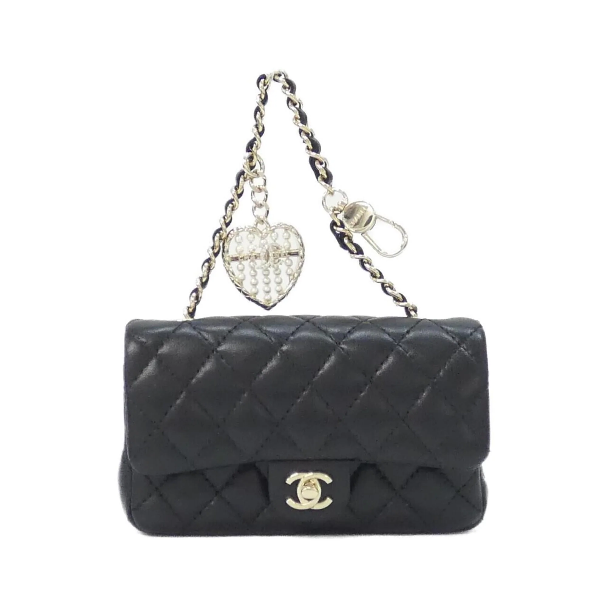 Charm Leather Black Handbag Charm