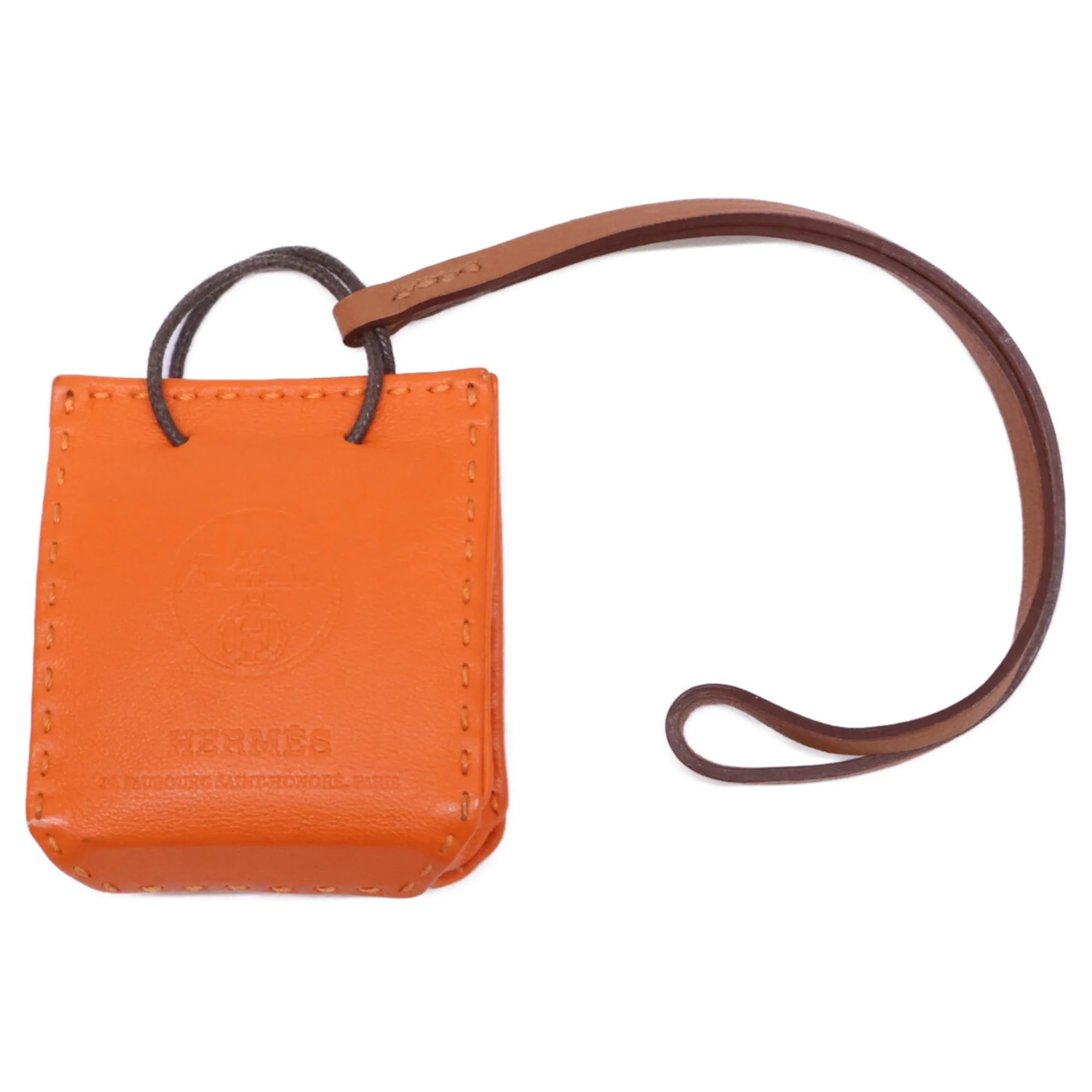 Bag Charm Leather Orange Handbag Charm