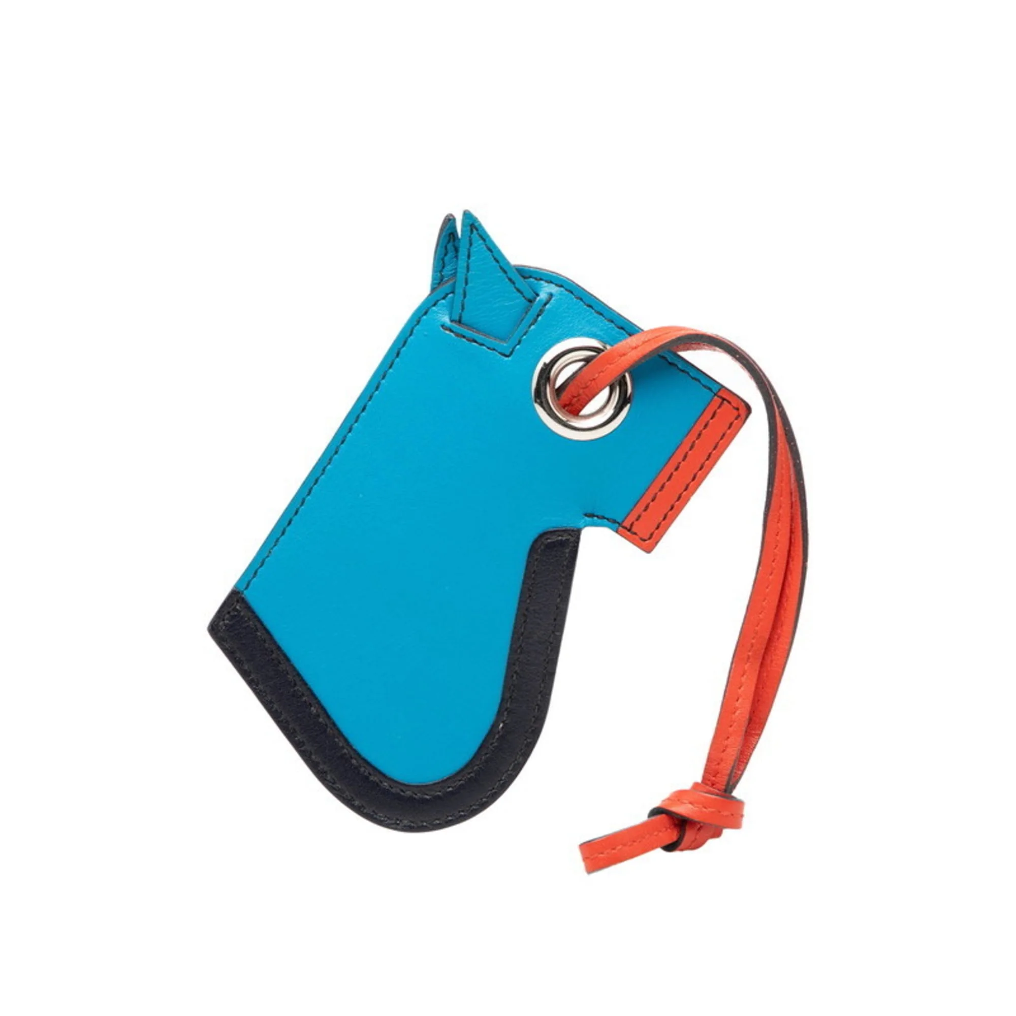 Bag Charm Tadelakt Leather Blue and Orange Handbag Charm