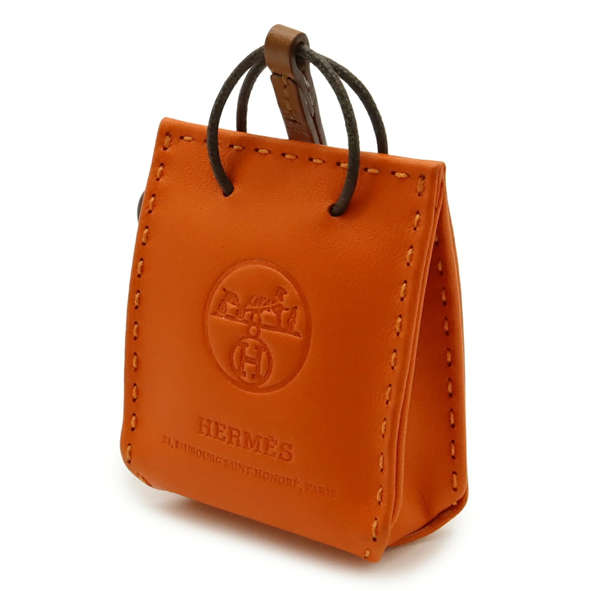 Charm Agneau Milo and Swift Leather Feu and Gold Handbag Charm - Image 3
