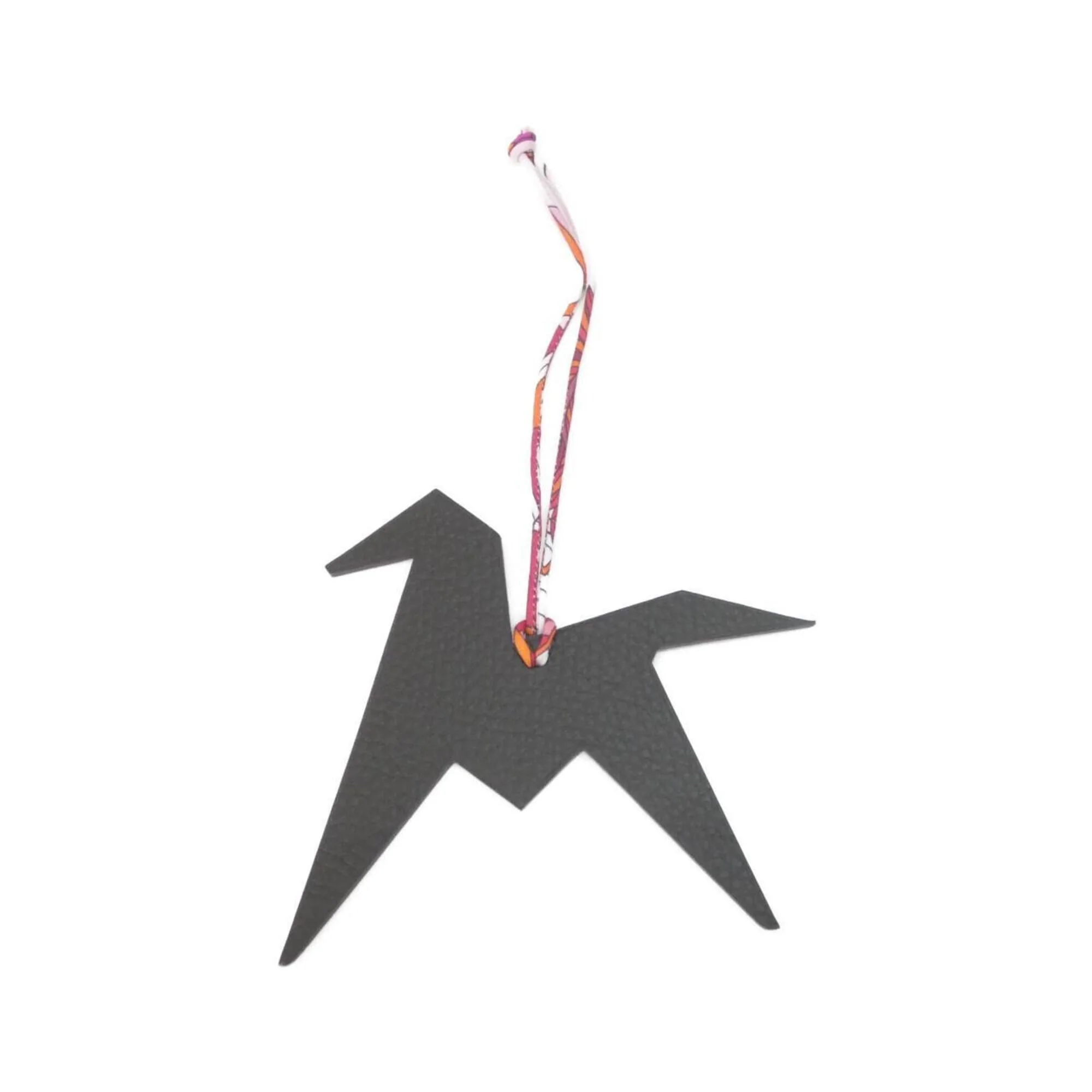 Origami House Charm Chevre Leather and Taurillon Clemence Leather Ebene and Purple Handbag Charm