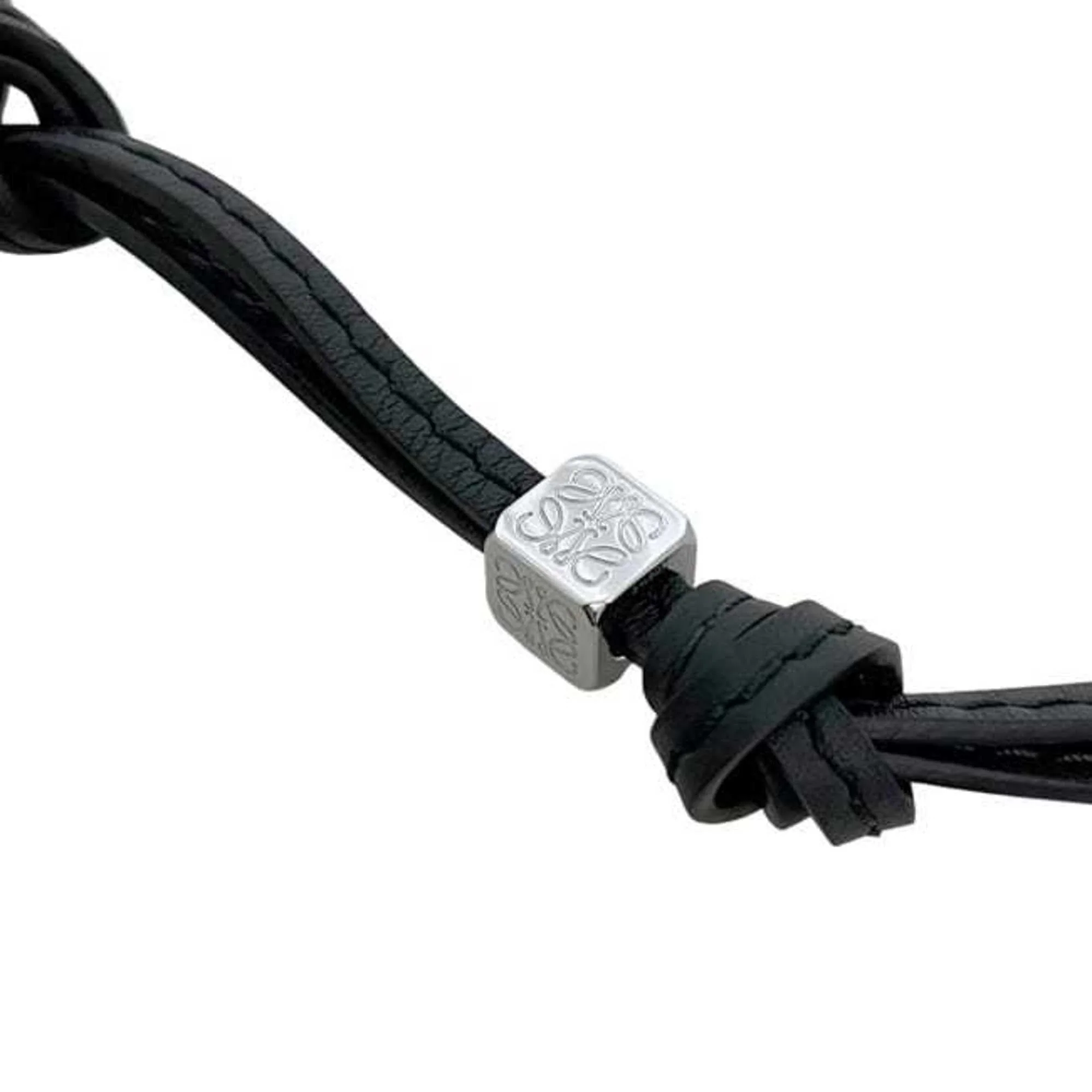 Anagram Charm Leather and Metal Black Handbag Charm - Image 5