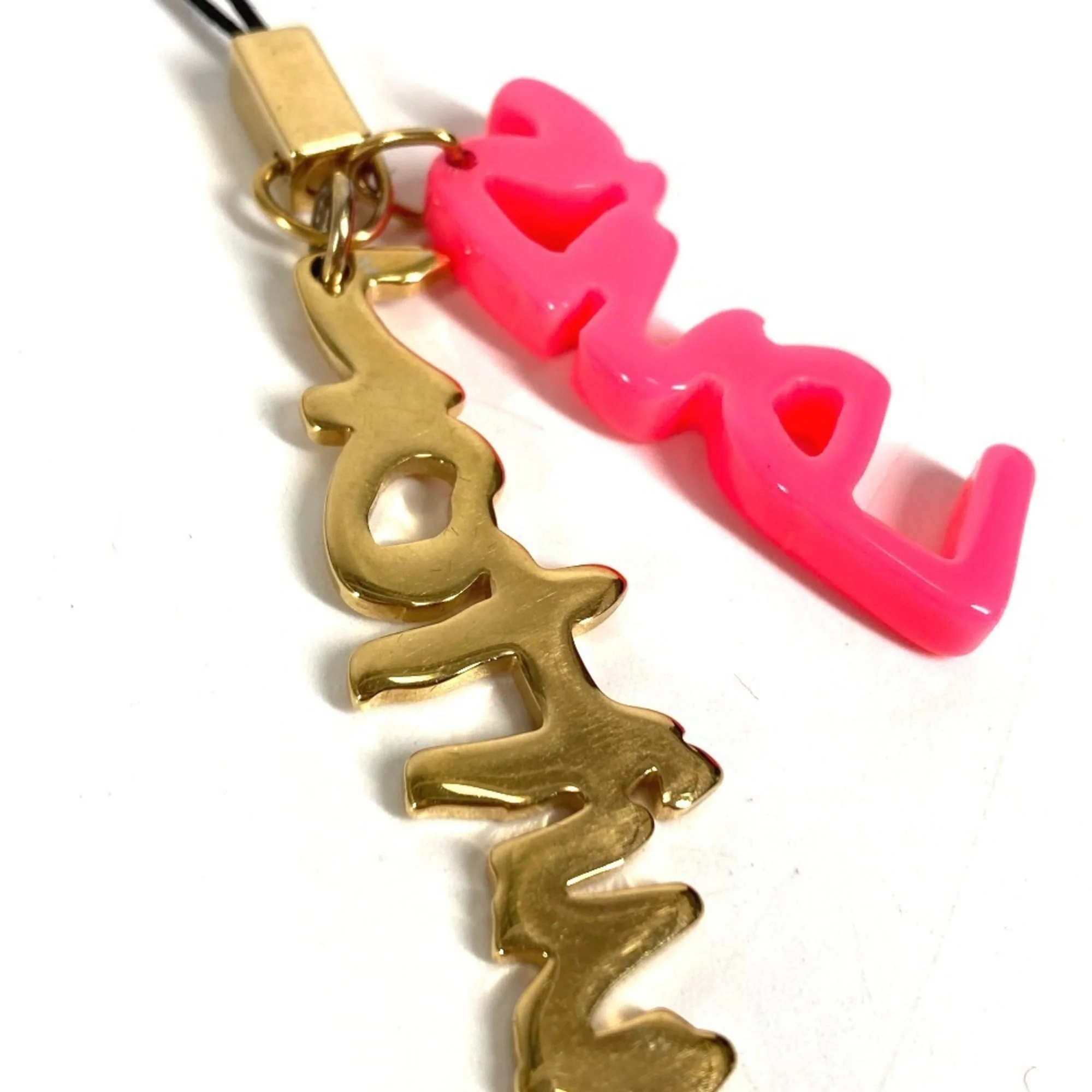 Monogram Graffiti Charm Metal and Plastic Gold and Pink Handbag Charm - Image 4