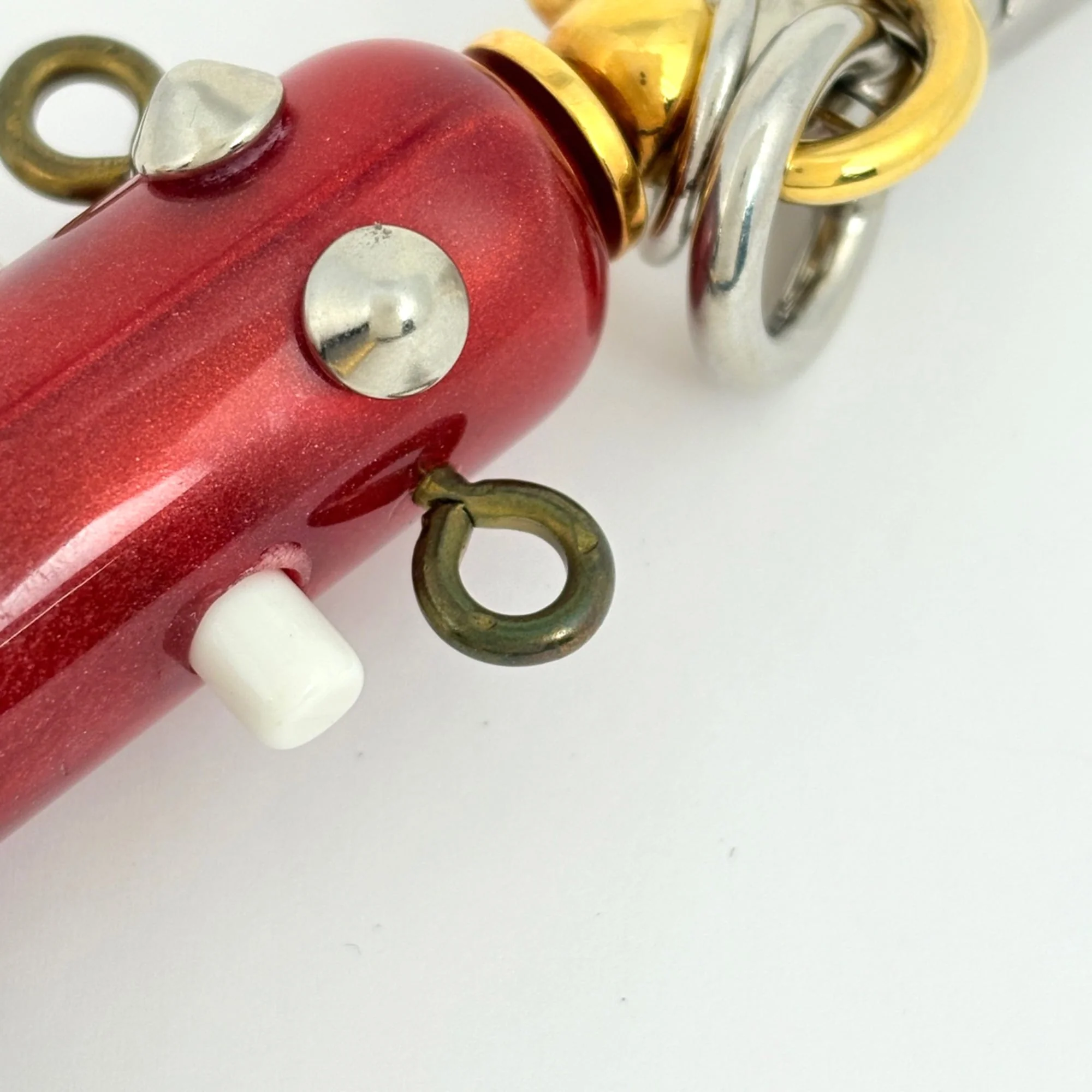Robot Motif Charm Gold and Leather Handbag Charm - Image 4