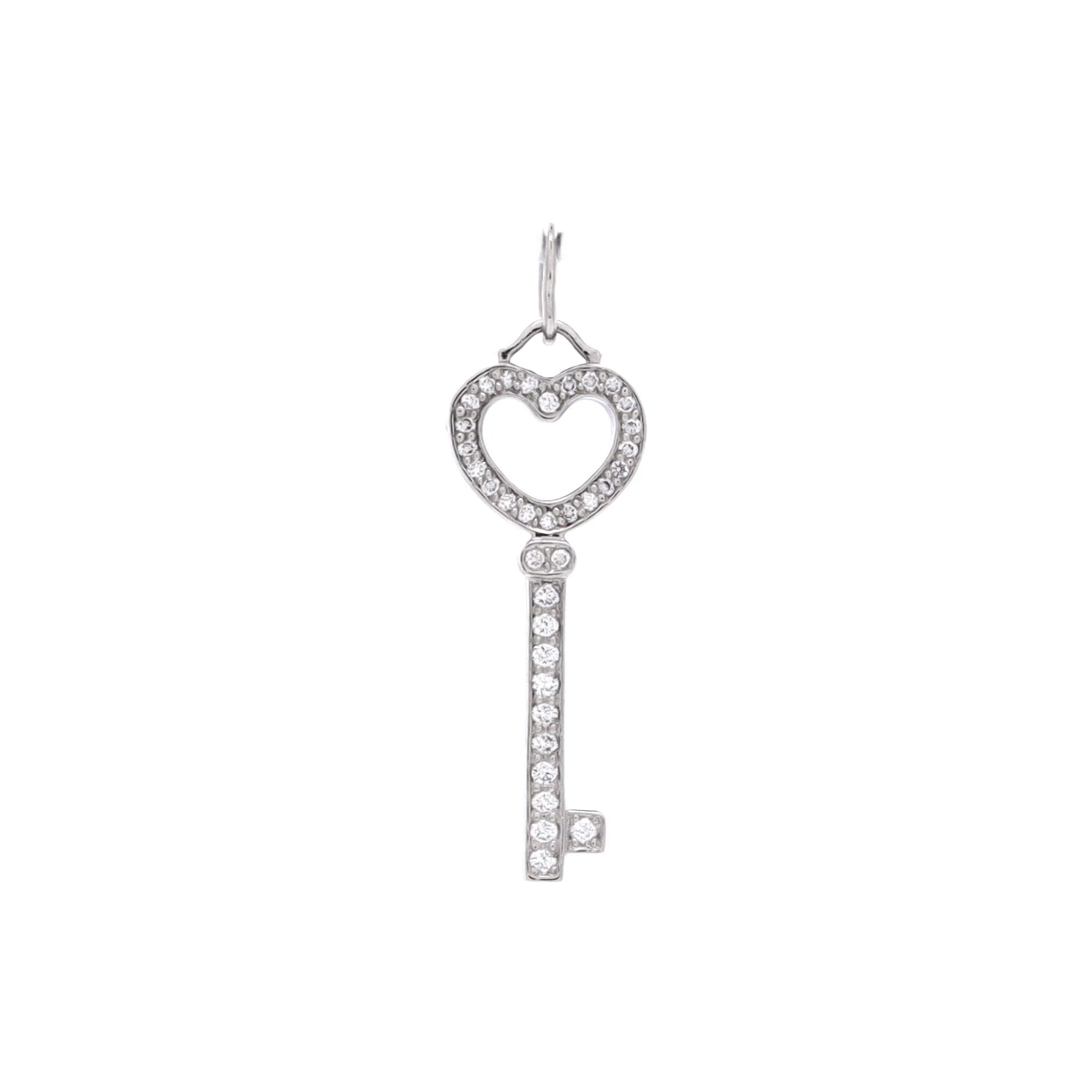 Heart Key Pendant Pendant & Charms Platinum with Pave Diamonds Mini
