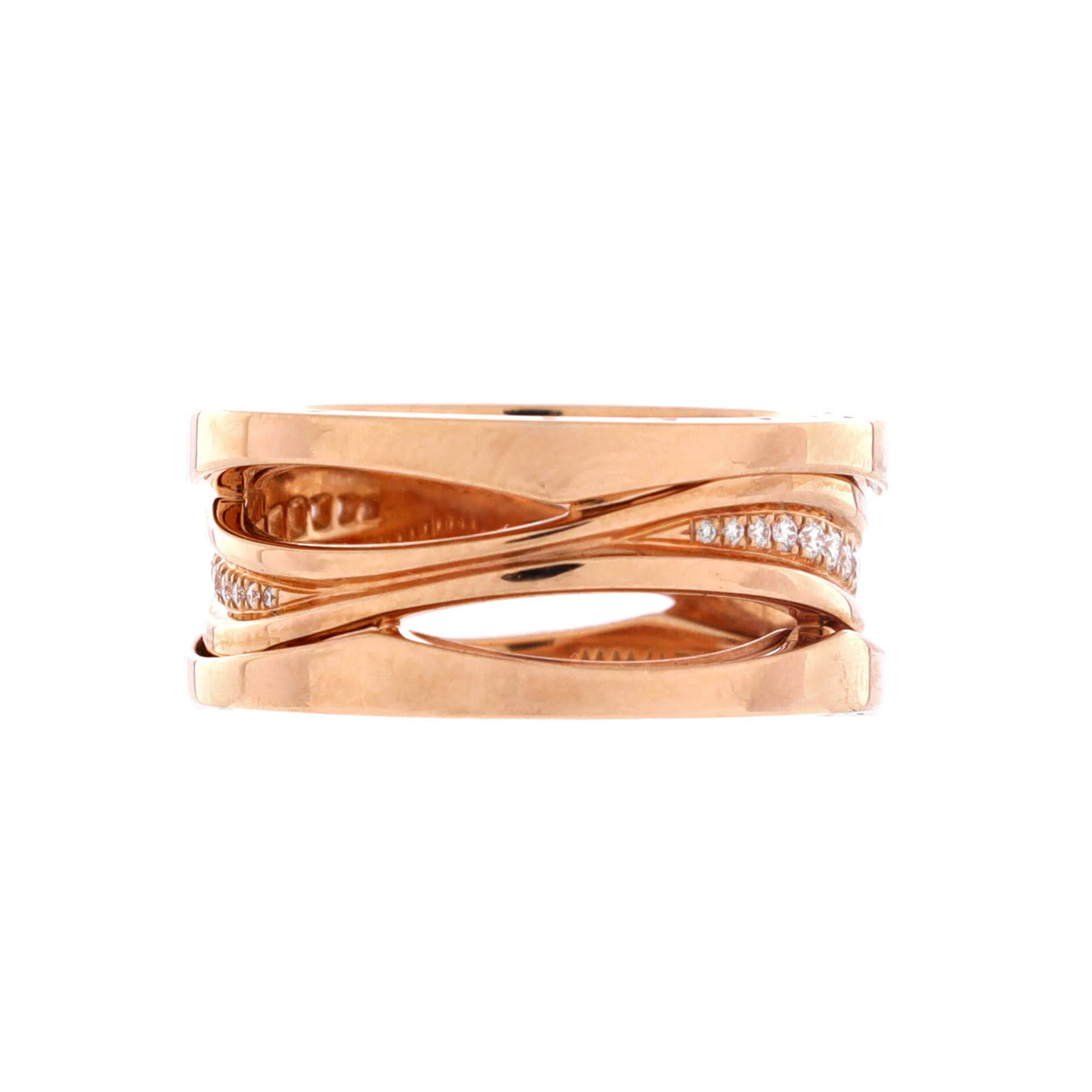 B.Zero1 Design Legend Zaha Hadid Three Band Ring 18K Rose Gold with Diamonds