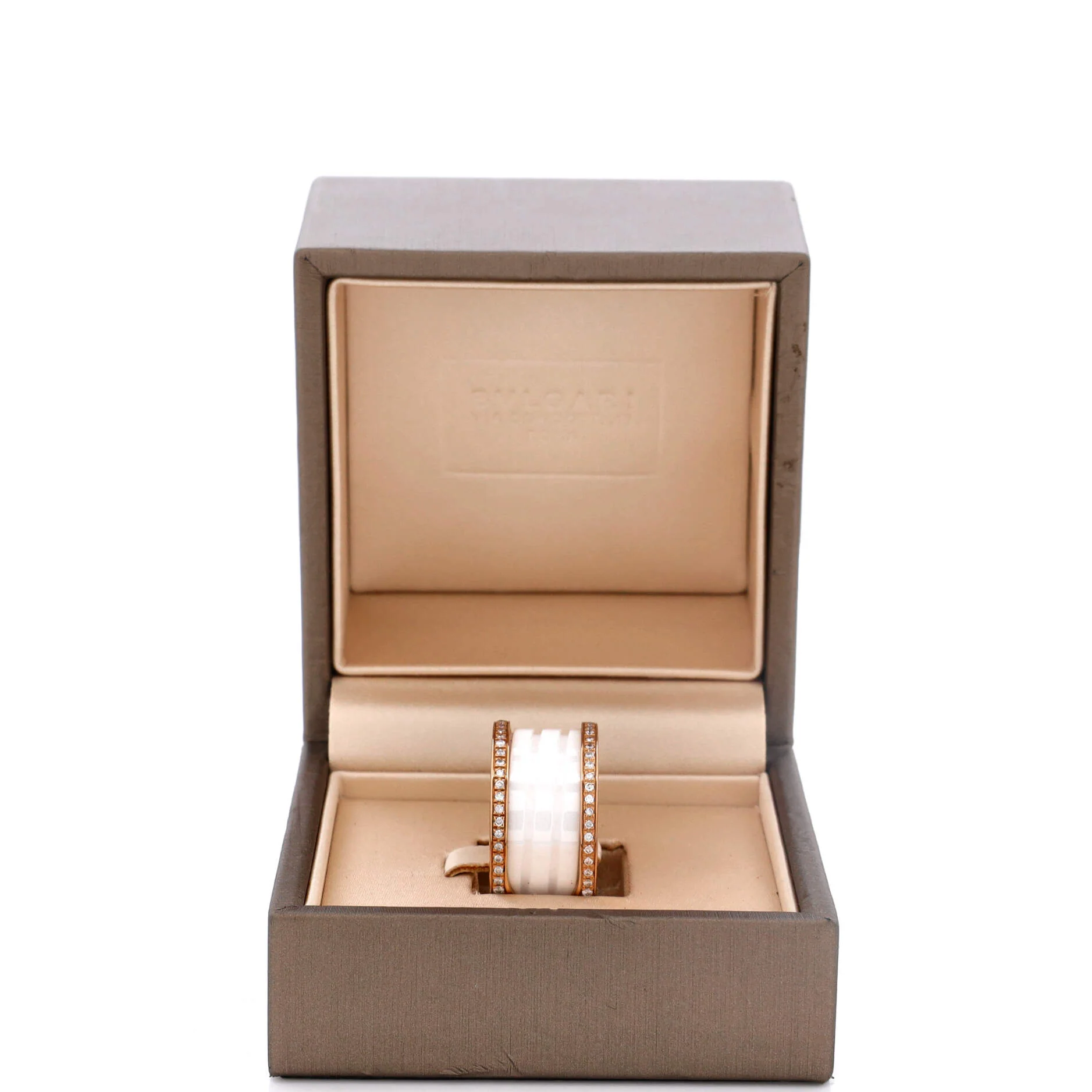 B.Zero1 Three Band Ring 18K Rose Gold and Ceramic with Diamonds - Image 2