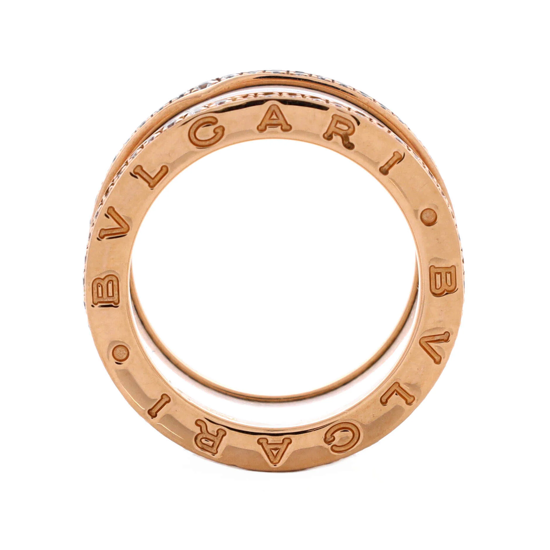 B.Zero1 Three Band Ring 18K Rose Gold and Ceramic with Diamonds - Image 3